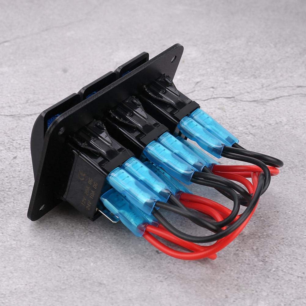 KIMISS 12V/24V 3 Gang LED Blue Light Toggle Rocker Switch Panel - Waterproof Marine Grade for RV, Car, Boat, Truck (Black) | Perfect for Dashboard, Control Panel & Electrical System Upgrades