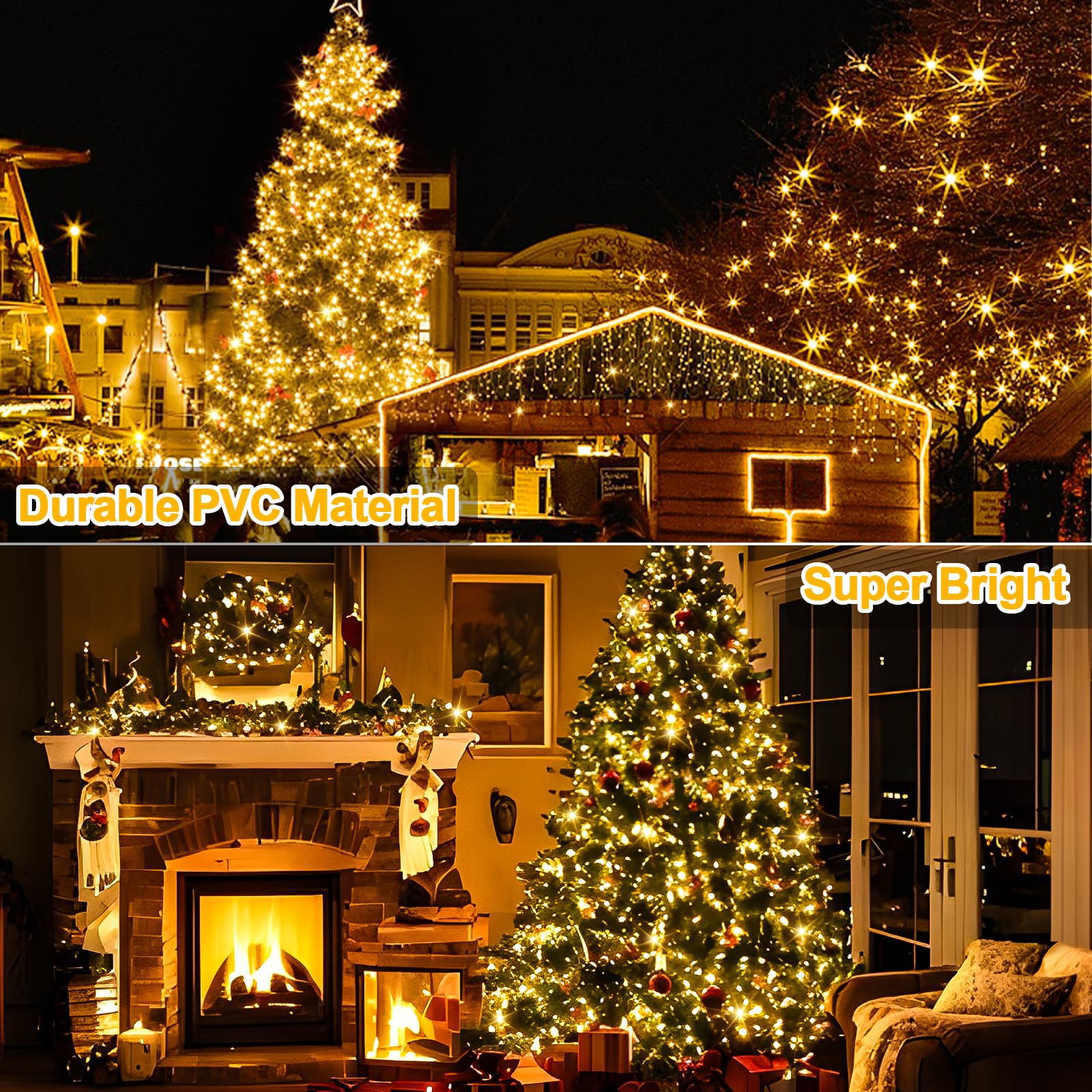 1000 LED Christmas Lights Outdoor Waterproof String Lights - 394FT/120M, 8 Modes with Timer, Warm White Fairy Lights for Xmas Tree, Yard, Patio, Wedding, Party Decor | Indoor & Outdoor Holiday Decorations