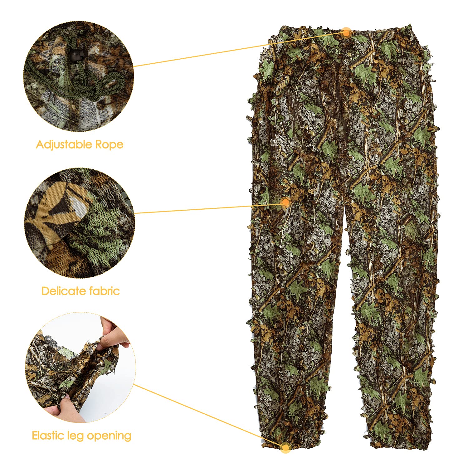 3D Leafy Camouflage Ghillie Suit for Men & Kids - Adult Hunting Camo Suit for Turkey Hunting, Outdoor Games, Halloween Costume & Tactical Training | Perfect for Woodland Hunting, Airsoft, Paintball & Military Simulation