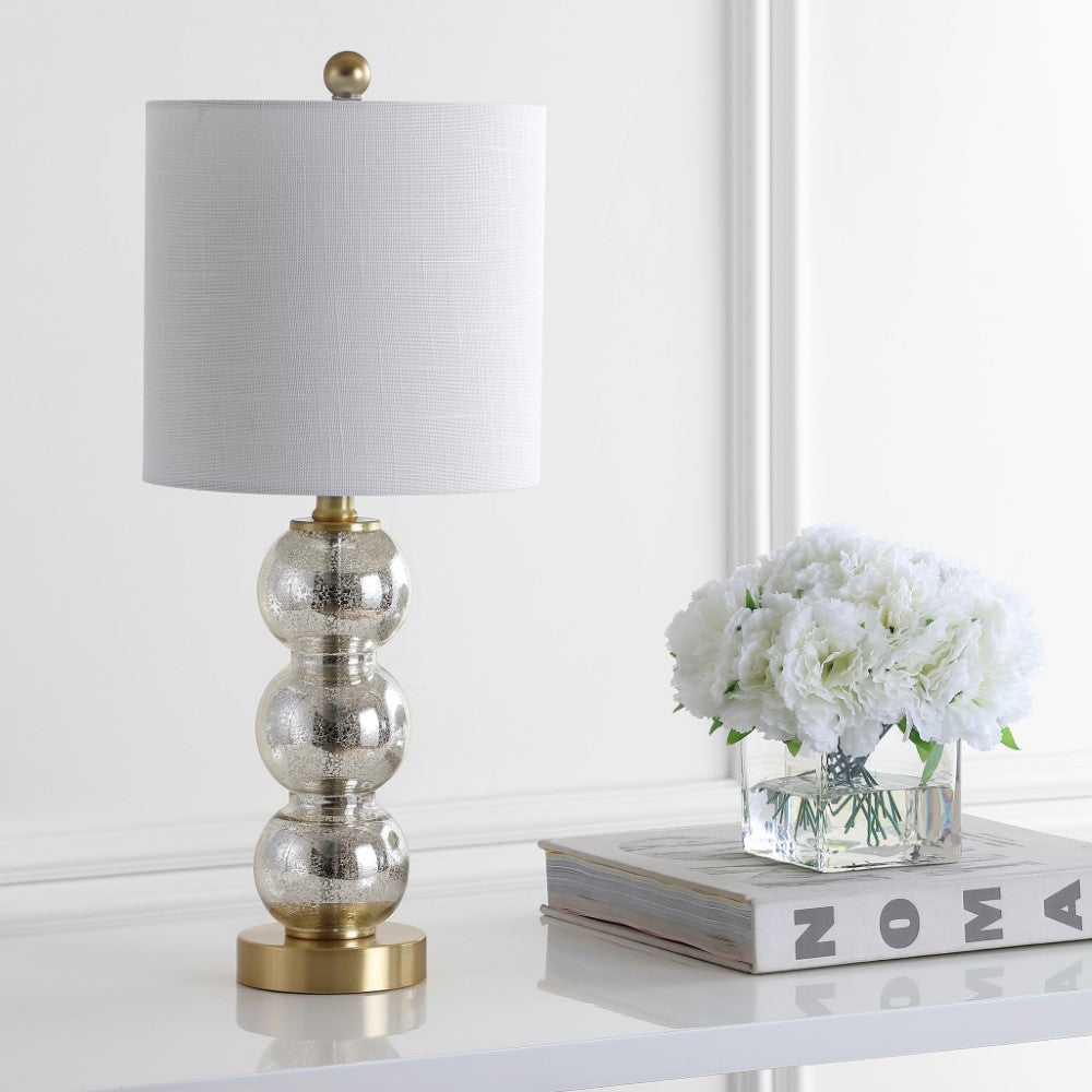 Modern LED Table Lamp - Glass & Metal Design for Bedroom, Living Room, Office - Dimmable Touch Control Night Light with Warm White Light