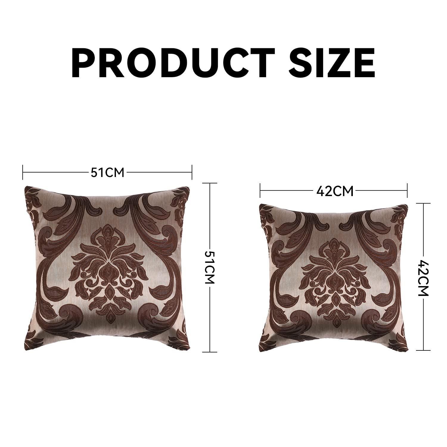 NAPEARL Jacquard Throw Pillow Covers Set of 2 - 16x16 Inch Decorative Cushion Covers for Sofa, Couch, Bed - Brown Luxury Pillowcases for Living Room, Bedroom & Home Decor - Perfect for Cozy Reading Nooks and Stylish Accent Pillows