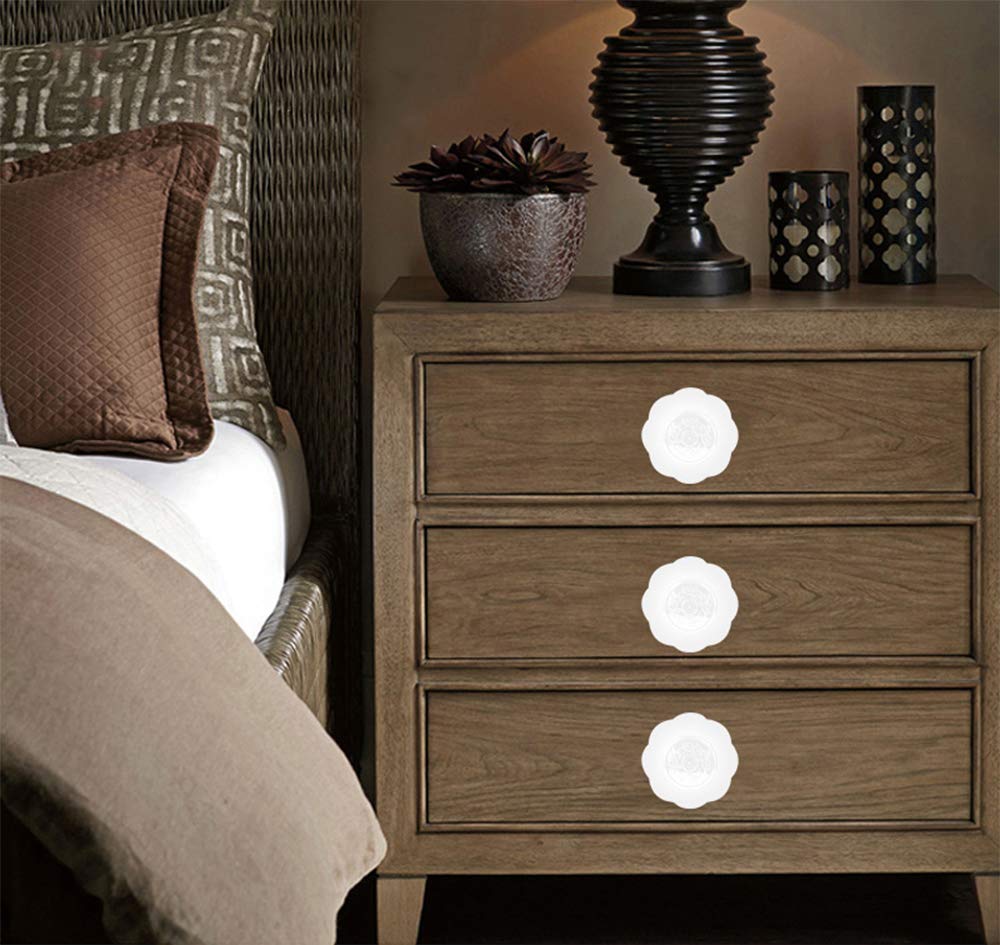 6 Pack Self-Adhesive Drawer Knobs - No Drill Cabinet Handles, Easy Install Pulls for Kitchen Cabinets, Drawers, Windows - Convenient Stick-On Handles (White) - Perfect for Elderly & Kids Friendly Home Organization
