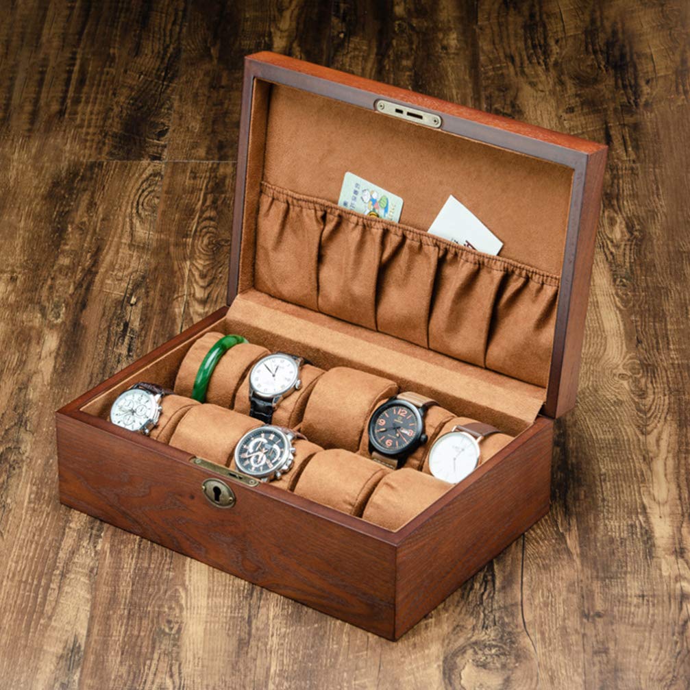 Hemobllo 1pc Premium Wooden Watch Box - Luxury Watch Storage Case & Organizer with Glass Top for Men and Women - Perfect for Watch Collection Display, Travel, and Gift Giving