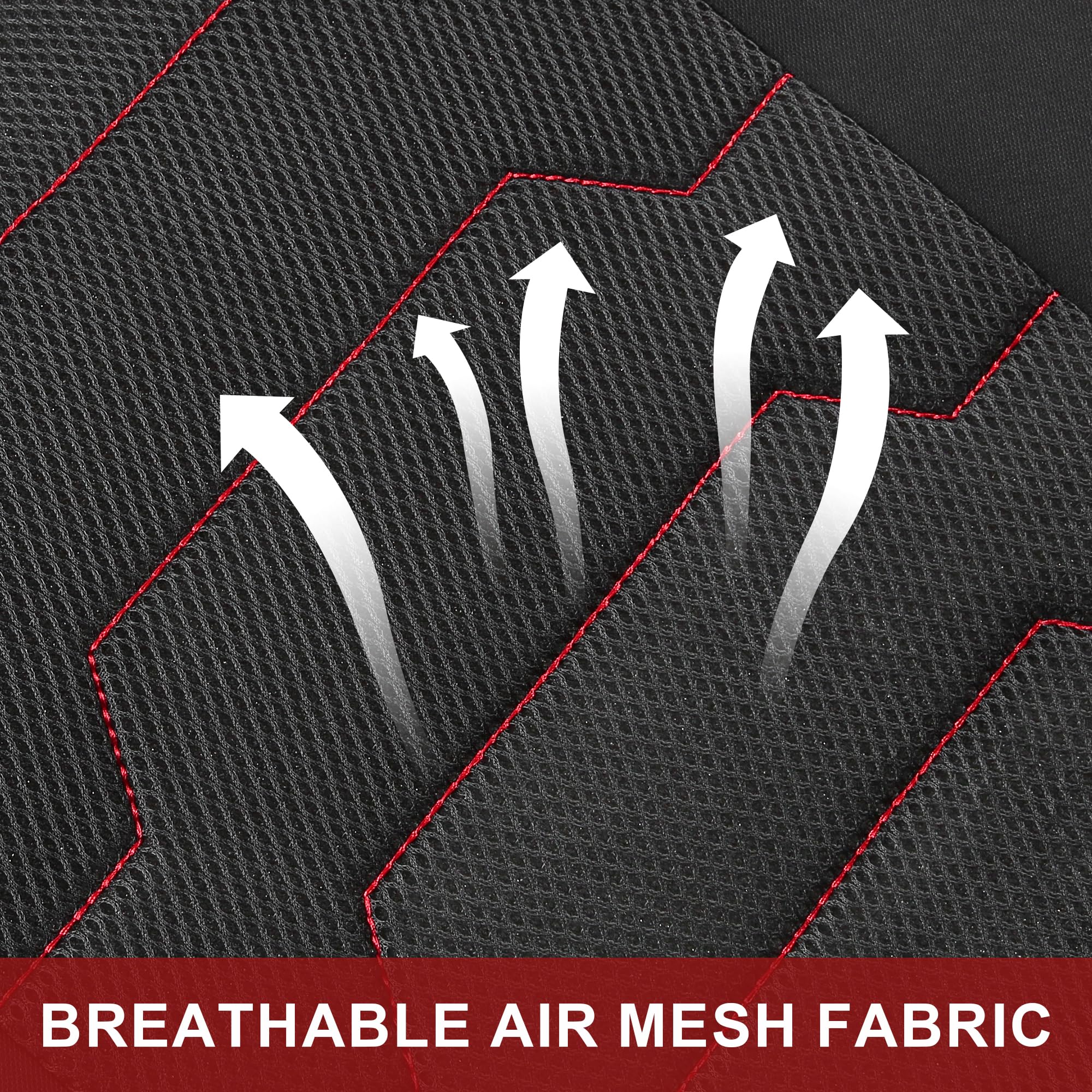 Breathable 3D Air Mesh Car Seat Covers Full Set - Universal Fit for Most Sedans, Trucks & SUVs | Split Bench Design | Premium Car Interior Protection (Black/Red) | Perfect for Daily Commute, Road Trips & Family Travel