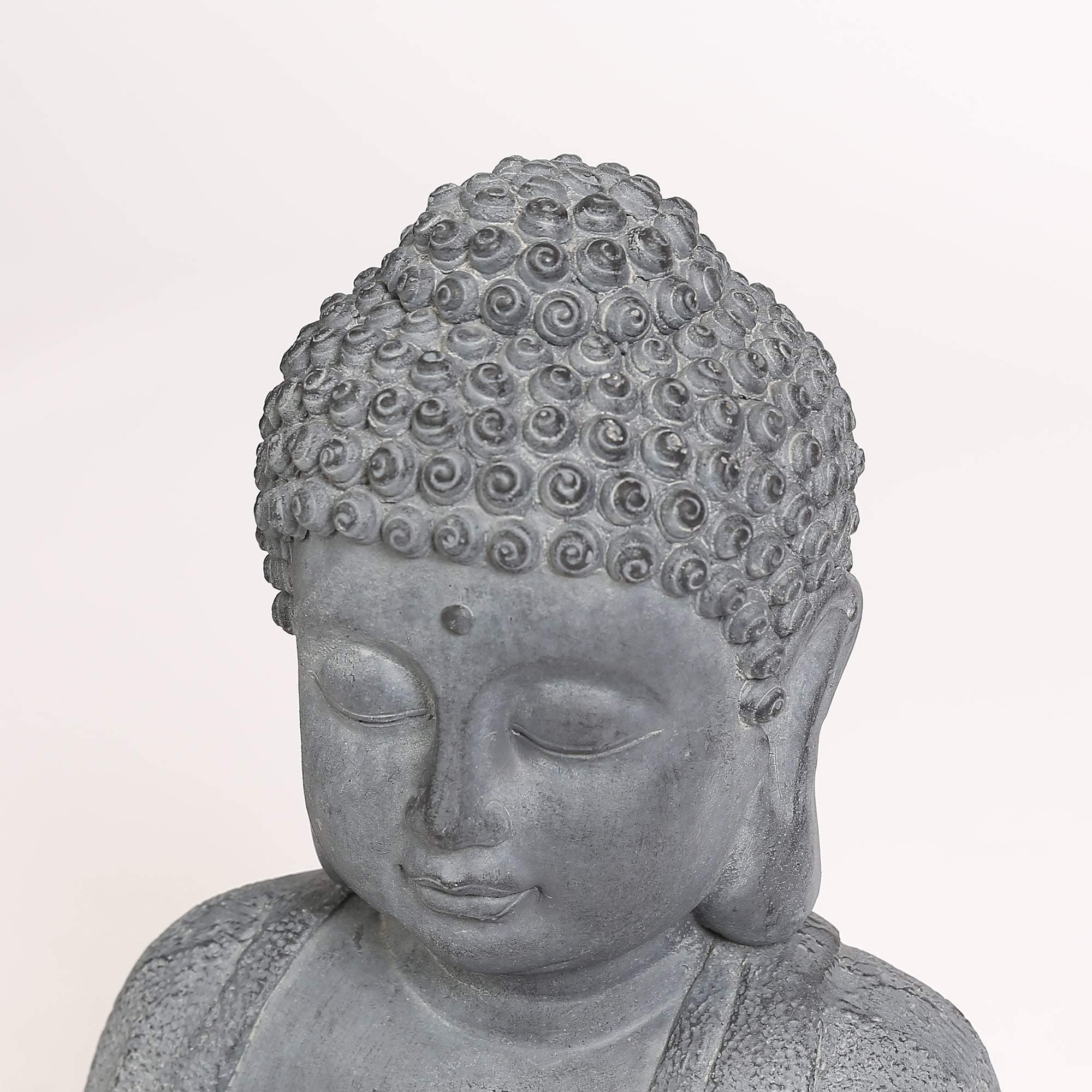 Solar Powered Meditating Buddha Garden Statue - Weatherproof Grey Polyresin Outdoor Decor with LED Lights | Perfect for Zen Gardens, Patios & Backyard Landscaping