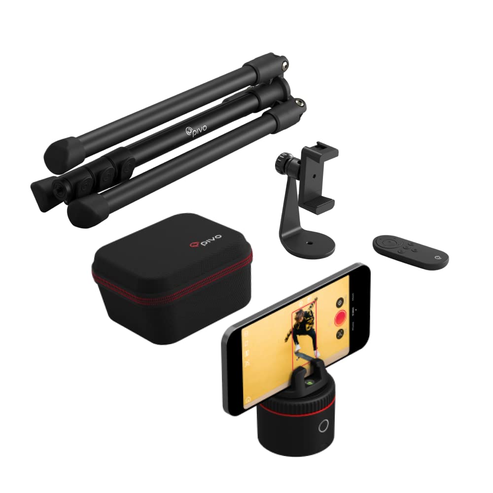 Pivo Pod Lite Classic Auto Face Tracking Phone Holder - 360° Rotation Smart Mount with Remote Control, Tripod & Travel Case | Perfect for Content Creators, Vloggers, and Live Streaming