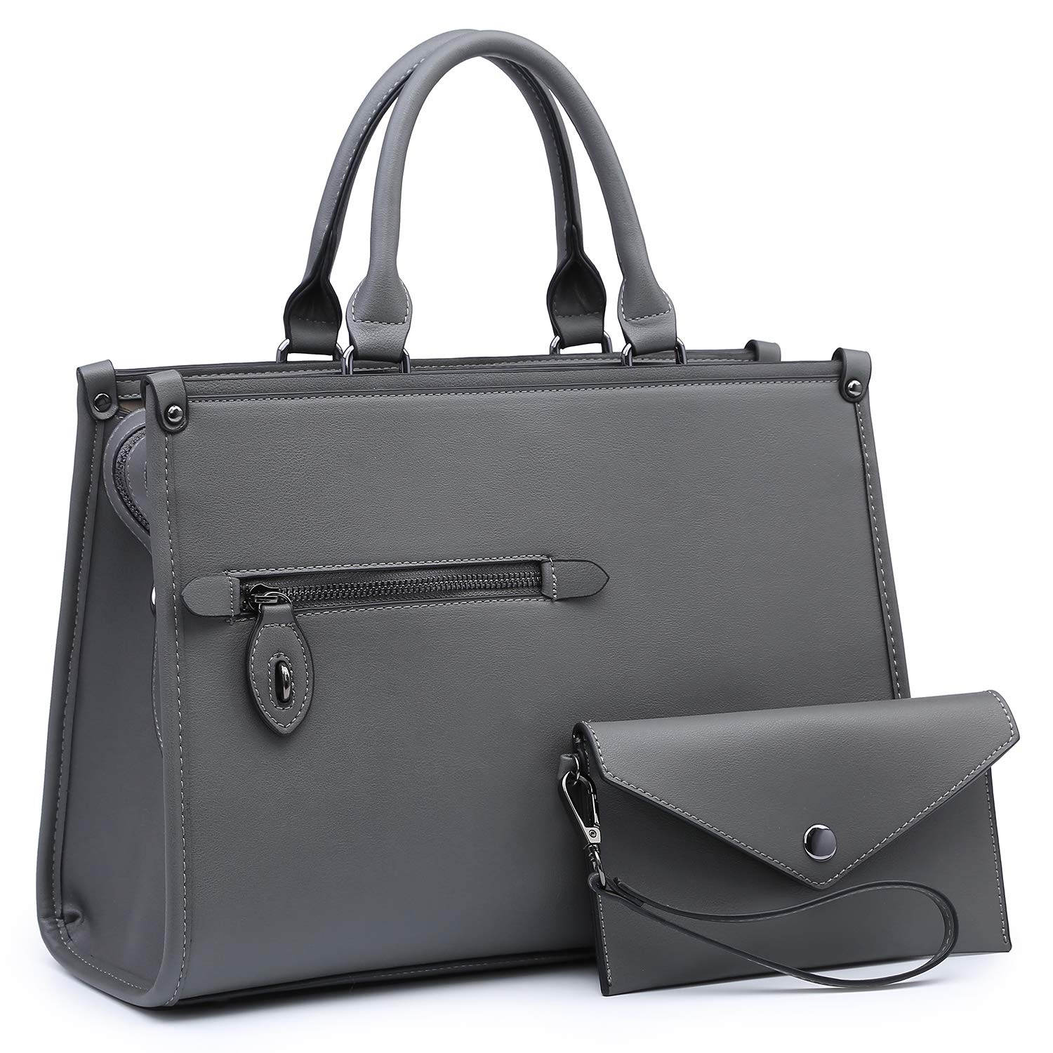 Dasein Women's Leather Satchel Handbag - Top Handle Work Tote Shoulder Bag with Long Strap & Matching Wallet - Perfect for Office, Travel, and Everyday Use