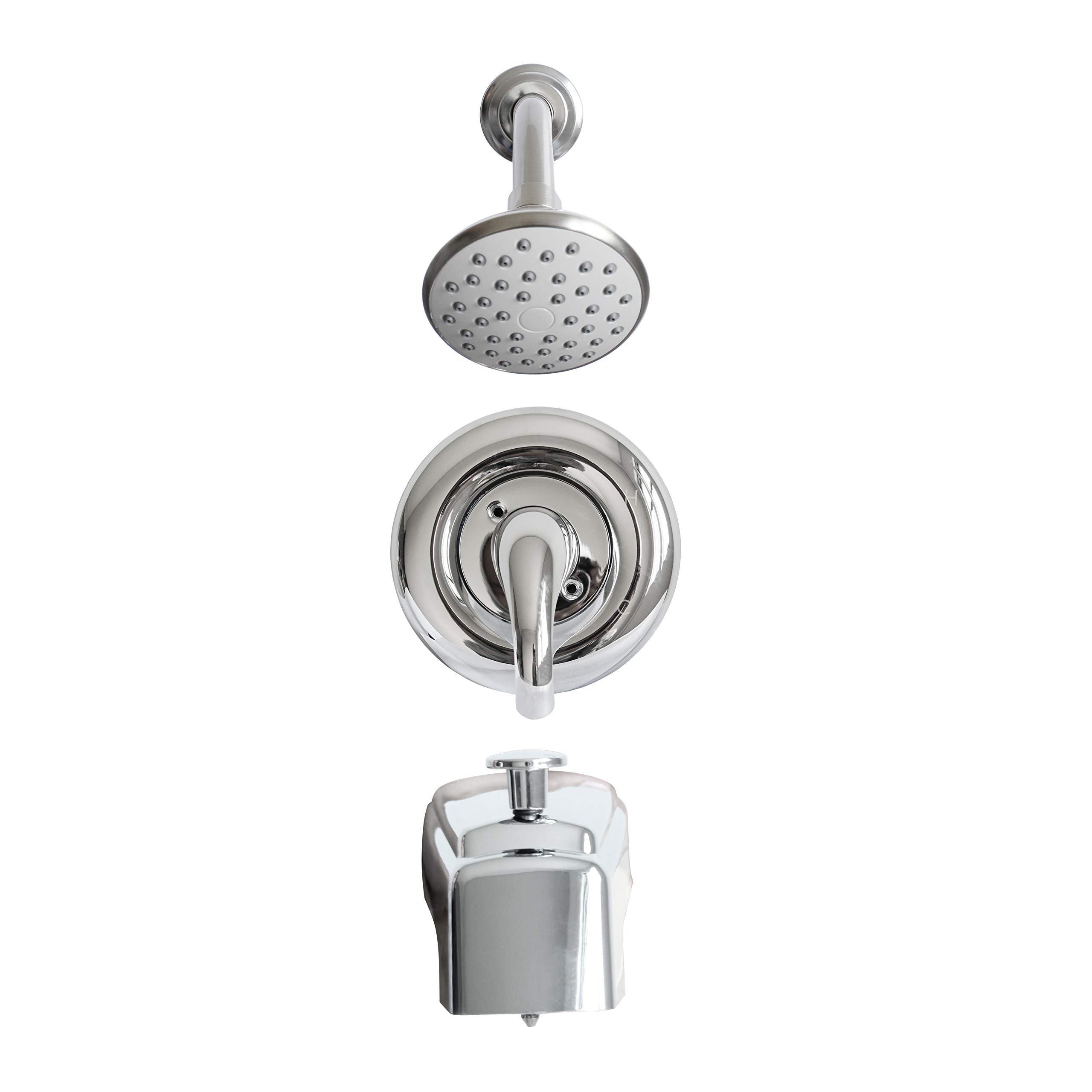 Hybrid Pressure Balancing Bath and Shower Faucet Set with Valve, Shower Head, Single Handle & Tub Spout (Wasserman 90236040) - Perfect for Bathroom Renovation & Modern Home Upgrade