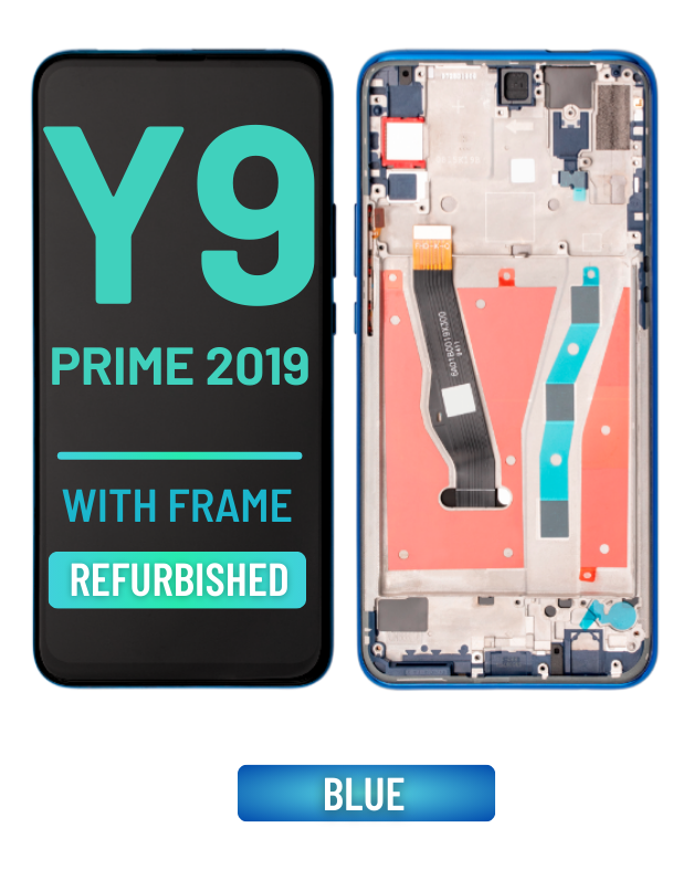 Huawei Y9 Prime OLED Screen Replacement with Frame - Refurbished Blue | Compatible with Huawei Y9 Prime 2019 | DIY Repair Kit for Cracked or Damaged Display