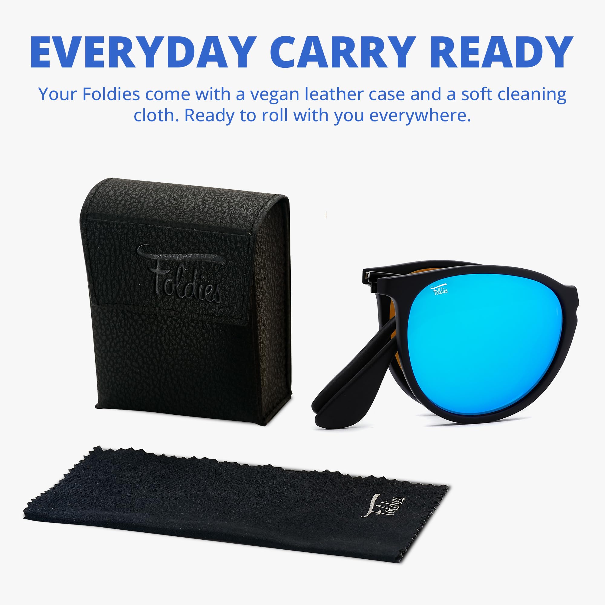 Milano Polarized Folding Sunglasses - UV400 Protection for Men & Women with Leather Case | Perfect for Travel, Driving & Outdoor Activities