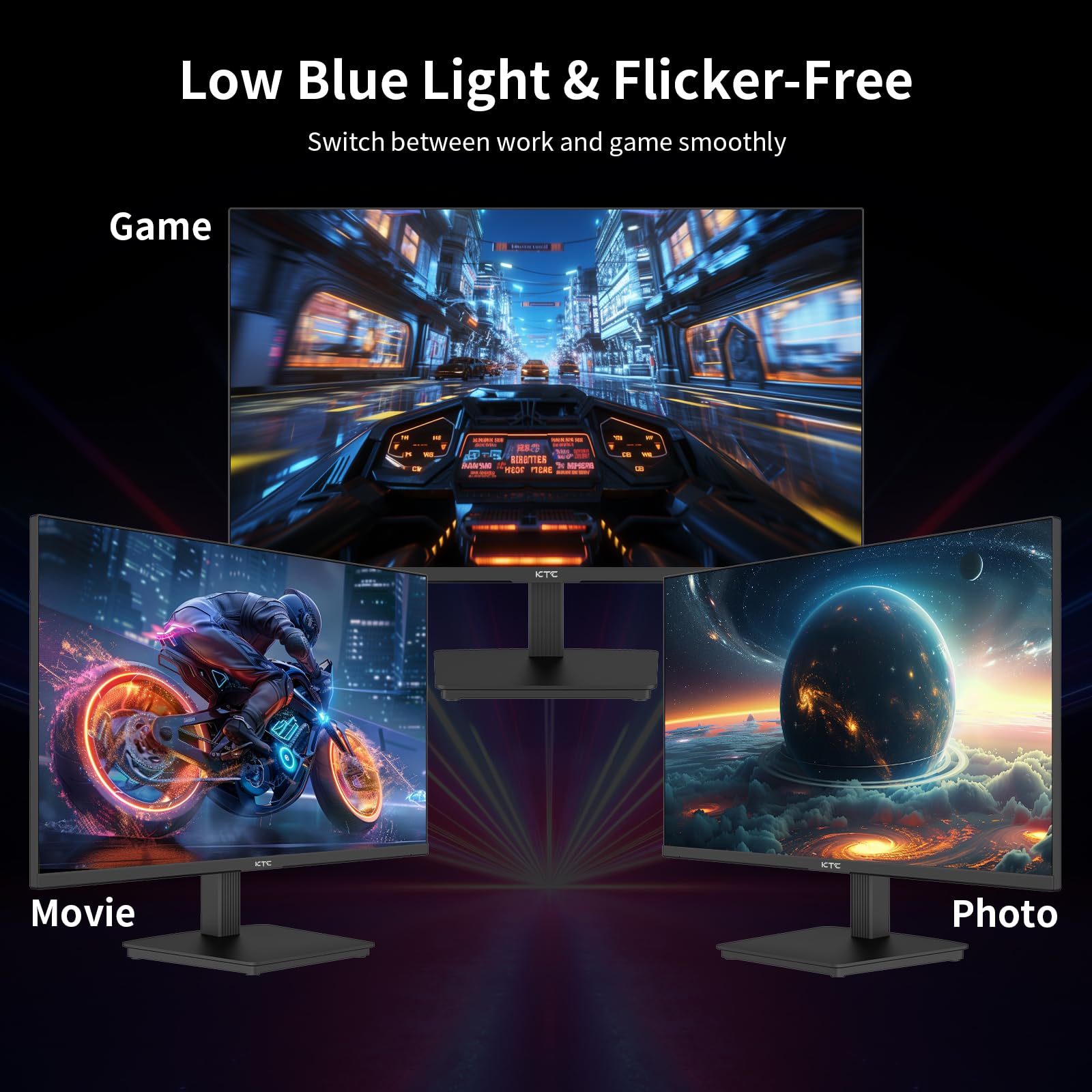 24 Inch QHD 2560x1440 IPS Gaming Monitor - 100Hz Refresh Rate, 2K Resolution, Zero-Frame Design, Adaptive Sync, HDR10, VESA Mount, Tilt Adjustable, Low Blue Light (DisplayPort & HDMI) - Perfect for Home Office, PC Gaming & Graphic Design