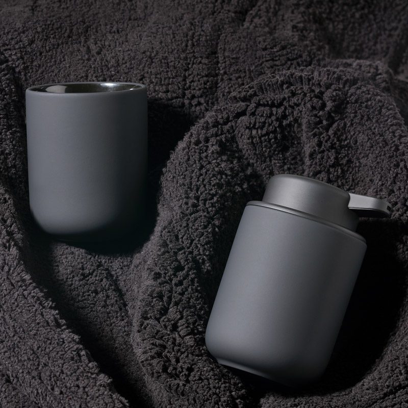 ZONE DENMARK Ume Tumbler and Toothbrush Holder - Stylish Black Bathroom Organizer for Cups, Brushes & Essentials | Perfect for Modern Home, Office or Travel Use