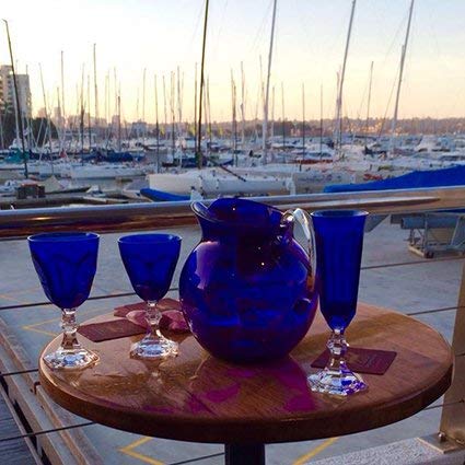 6-Piece Mario Luca Giusti Dolce Vita Blue Flute Glass Set - Perfect for Champagne, Cocktails & Elegant Dinner Parties