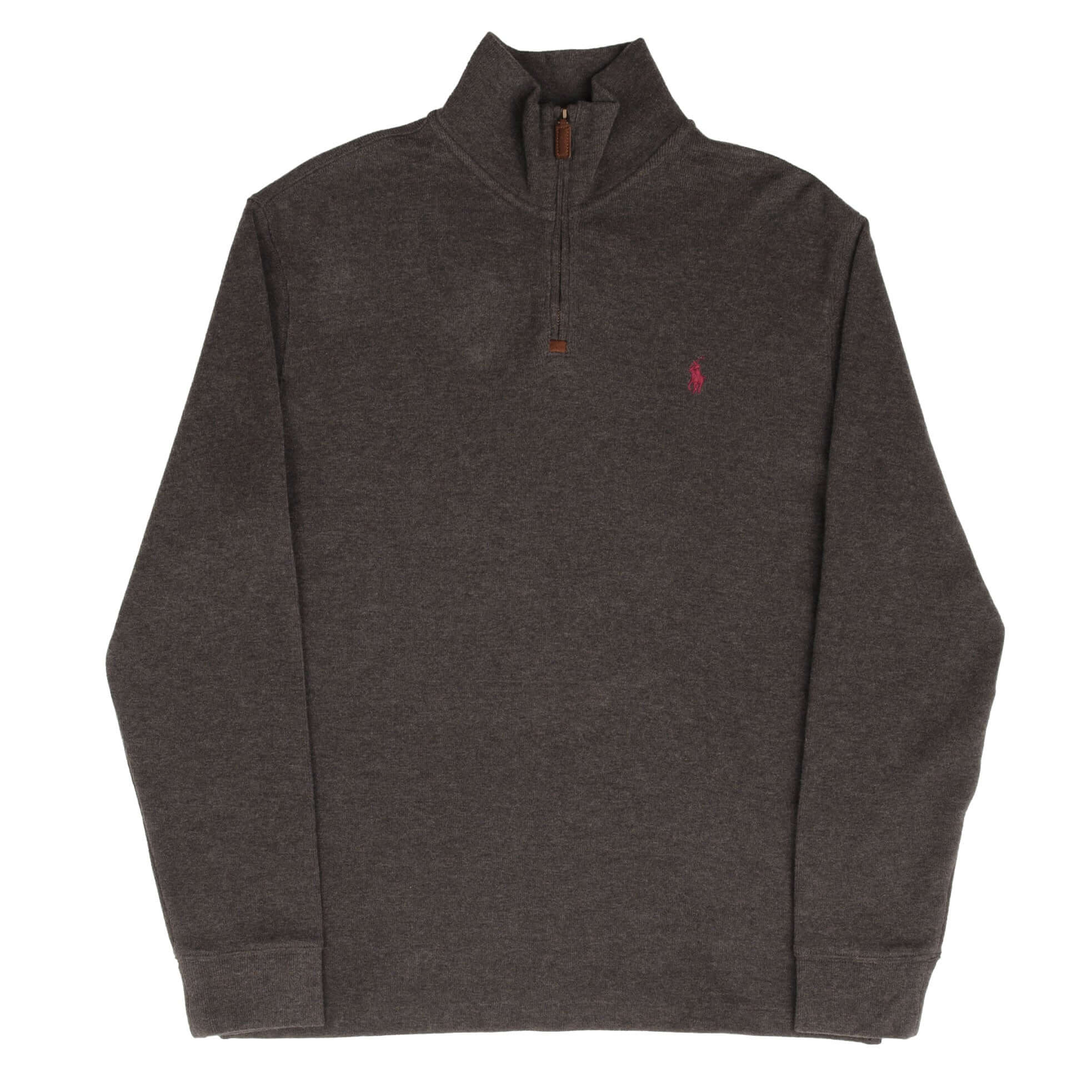 POLO RALPH LAUREN Men's Dark Grey Quarter Zip Sweater - Medium Size | Casual Pullover for Work, Office & Outdoor Activities