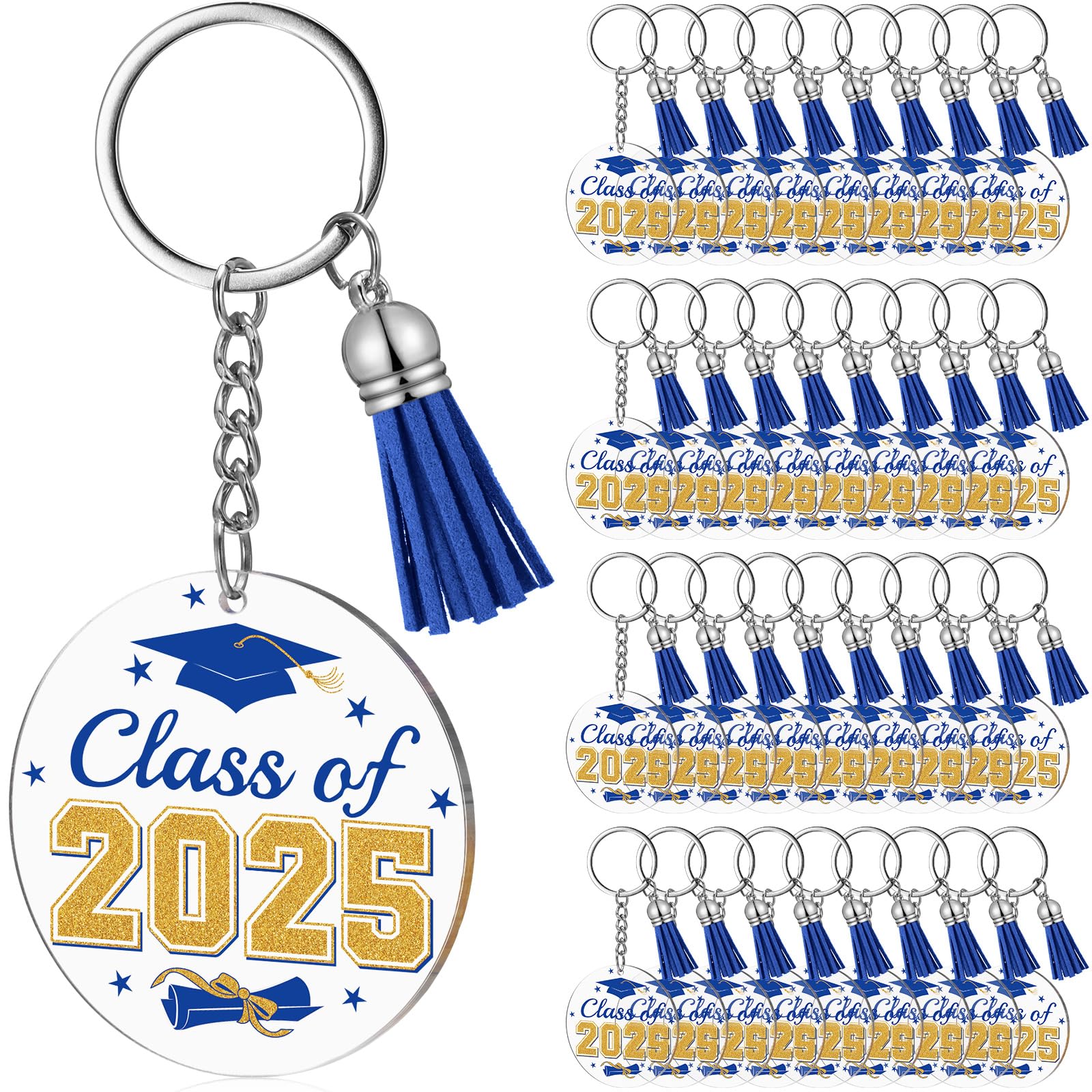 Kigeli 30 Pcs Class of 2025 Graduation Keychains - Acrylic Keepsakes with Tassel for High School & College Graduates - Perfect for Commencement Gifts, Party Favors, and Yearbook Celebrations