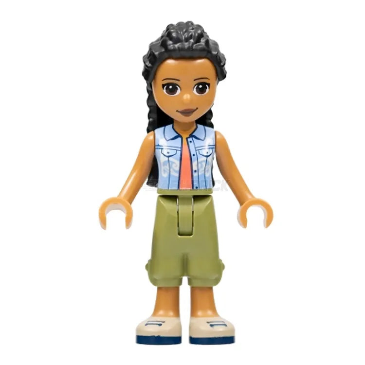 LEGO Minifigure Friends Series - Dr. Makena with Olive Green Pants, Blue Vest & Coral Shirt | Collectible Building Toy for Kids & Adults | Perfect for Play, Display & Gift Giving