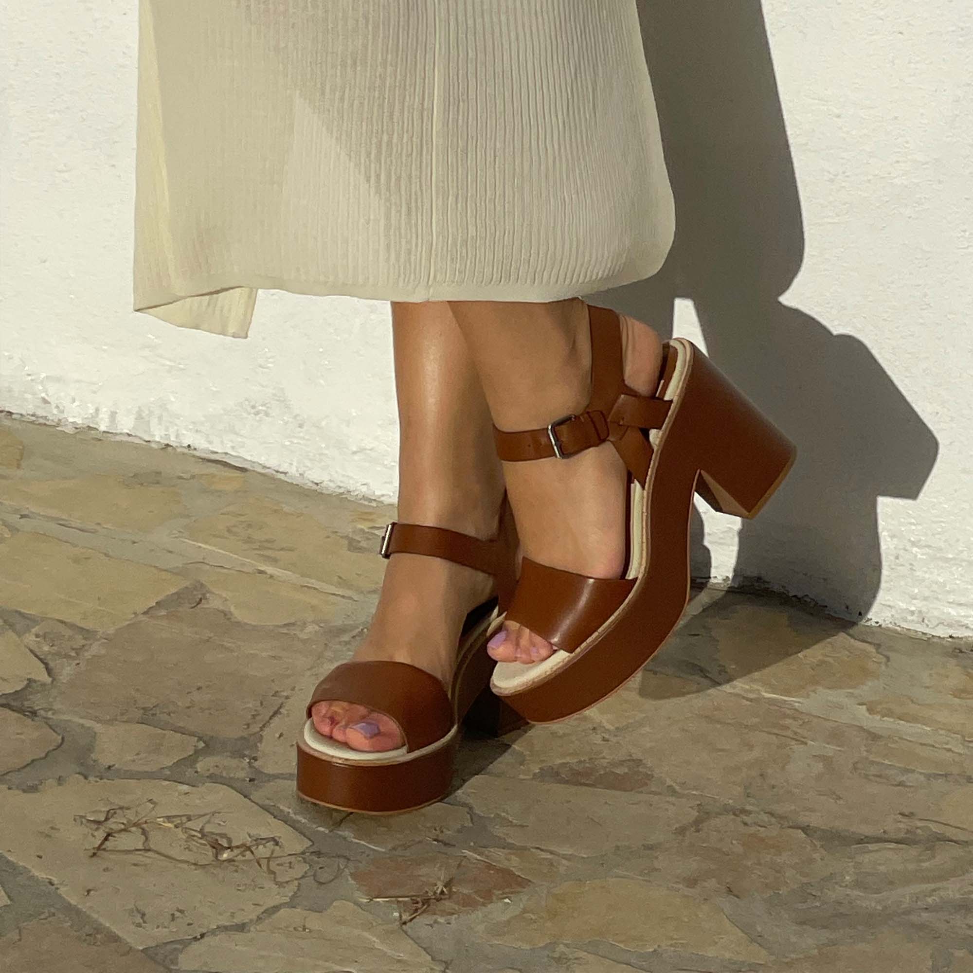 ELLY HEELS DK BROWN LEATHER Women's Fashion Shoes - Comfortable & Stylish High Heels for Work, Party & Special Occasions