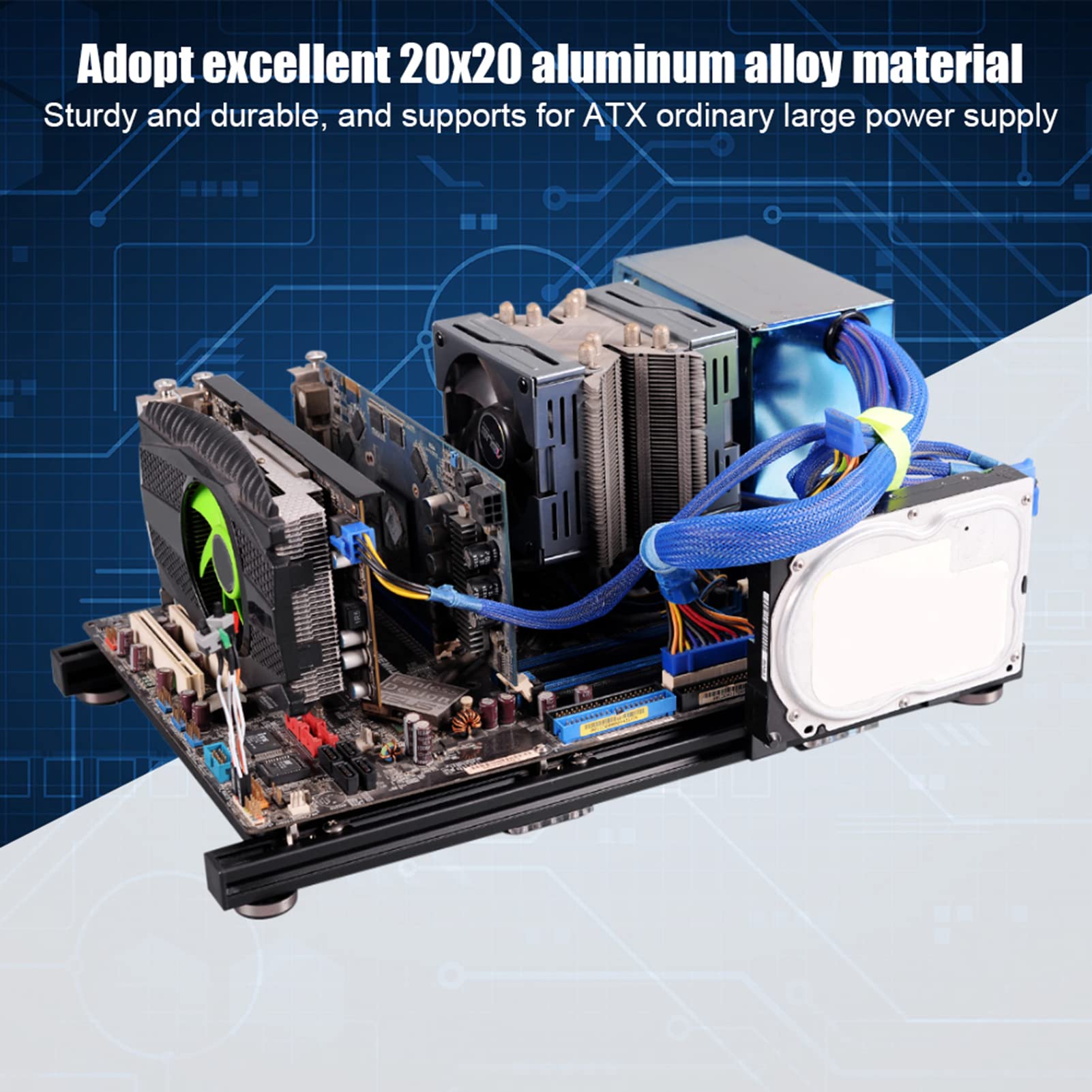 Aluminum Alloy Open Frame ATX PC Case - DIY Computer Test Bench for Overclocking | Supports ATX/MATX Motherboards | Perfect for Gaming Rigs & Hardware Testing