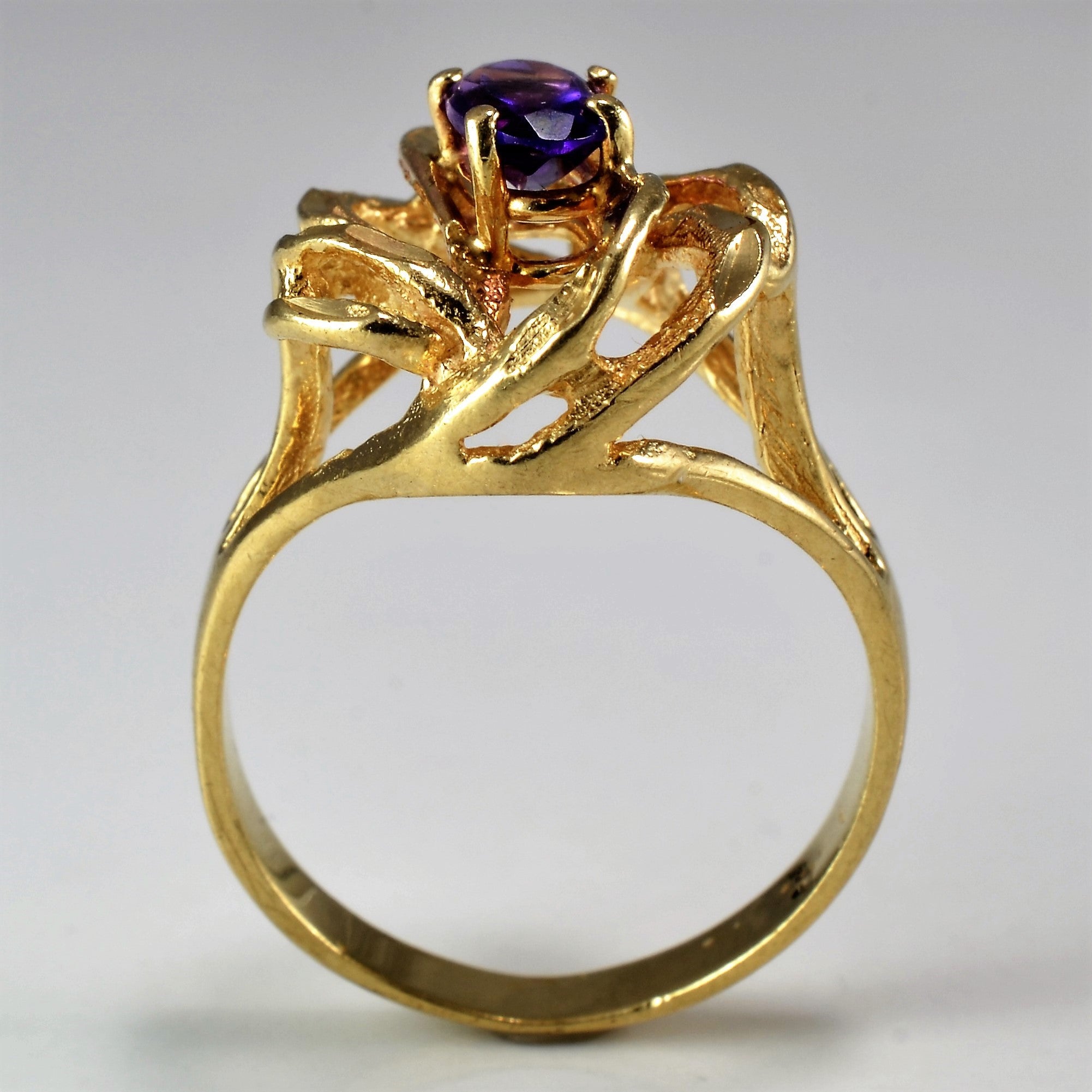 Twisted Amethyst Ring - 0.30ct Genuine Amethyst Stone - Size 5.75 - Elegant Purple Gemstone Jewelry for Women - Perfect for Wedding, Anniversary & Gift Giving