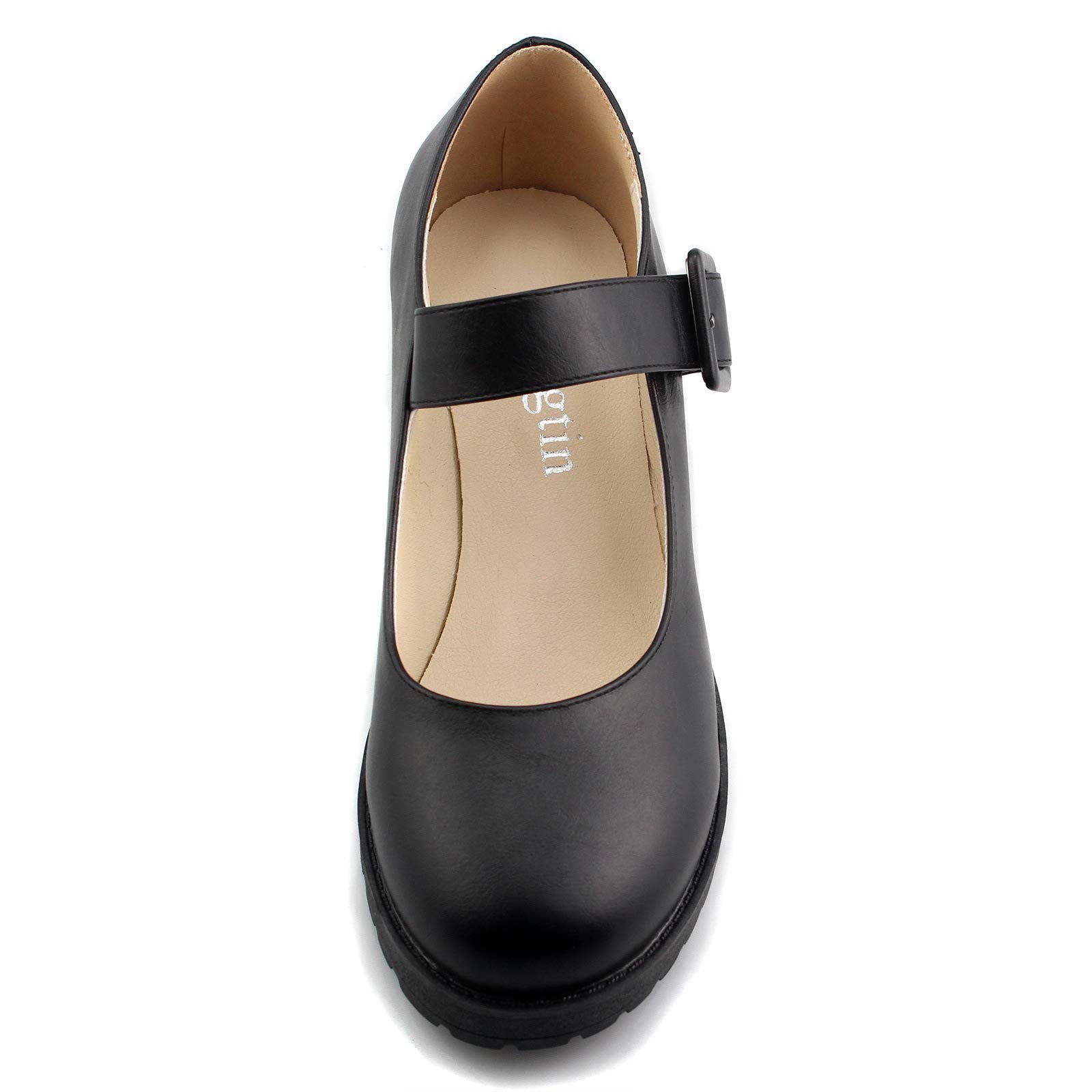 Stylish Women's Chunky Buckle Platform Mary Jane Shoes - Mid Heel School Uniform & Dress Shoes for Work, Party & Everyday Wear