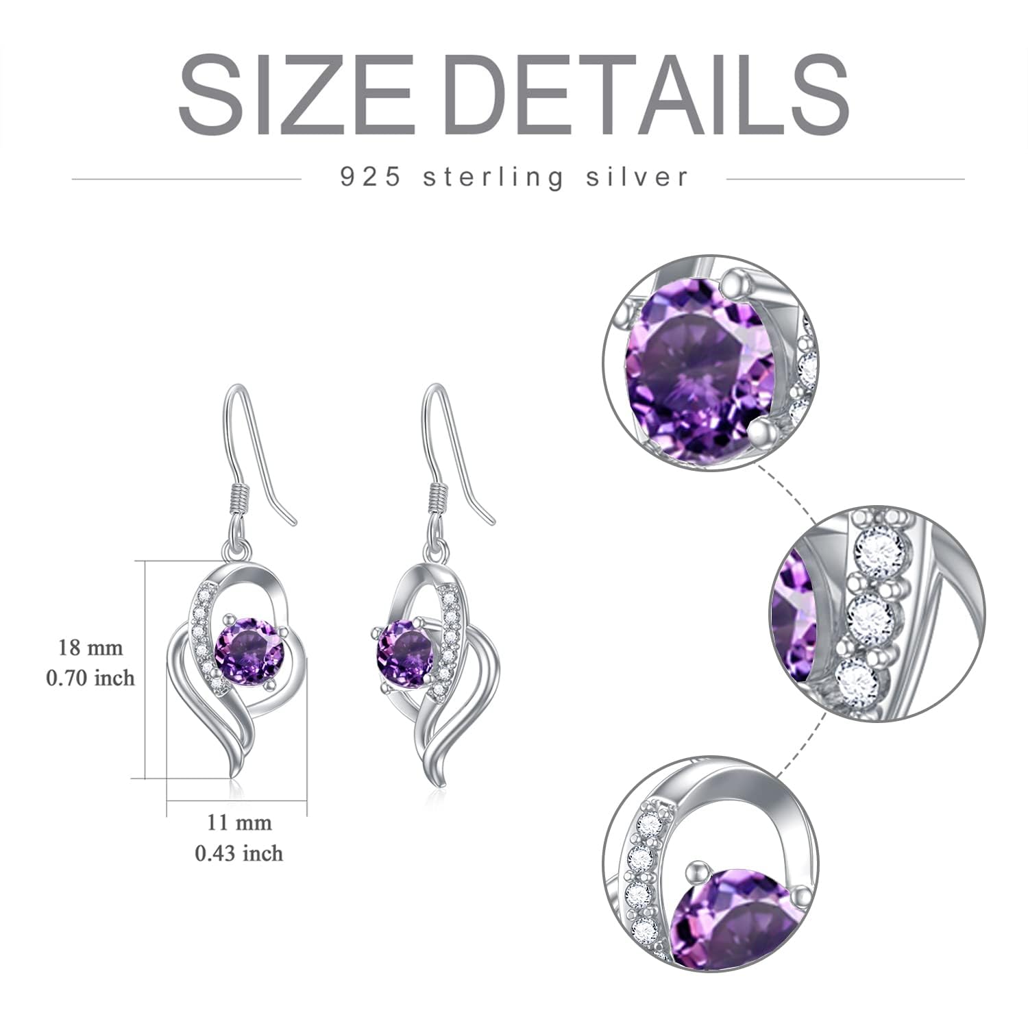 925 Sterling Silver Birthstone Dangle Earrings for Women - Elegant Fine Jewelry for Birthday, Anniversary & Special Occasions | Perfect Gift for Women & Girls | Wedding, Party & Everyday Wear