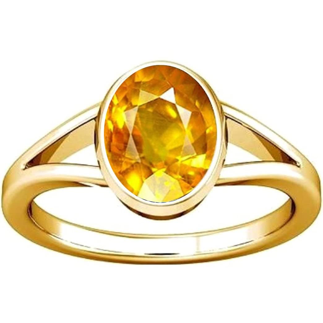 15.25-15.50 Carat AAA Quality Yellow Sapphire (Pukhraj) Ring in Panchadhatu for Men & Women - Perfect for Engagement, Wedding & Spiritual Jewelry