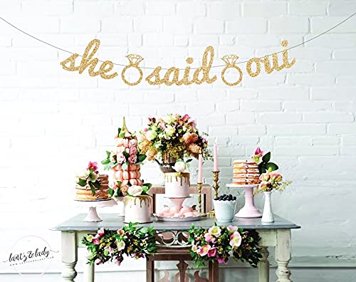 Custom Glitter Bachelorette Banner - She Said Oui Wedding Party Decoration | Perfect for Bridal Showers, Bachelorette Parties & Wedding Decor