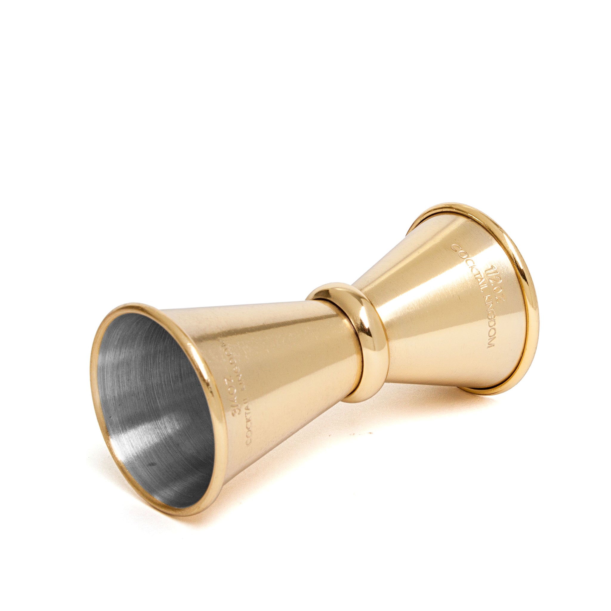 Premium Japanese Style Jigger - Gold Plated Cocktail Measuring Tool (½oz & ¾oz) - Perfect for Mixing Martinis, Old Fashioned & Craft Cocktails at Home Bars