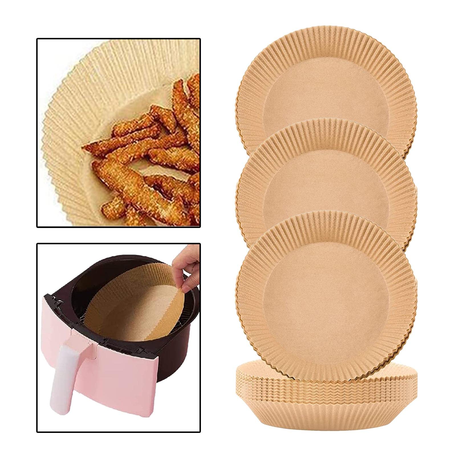 **Disposable Air Fryer Liners - 300 Pack Round Non-Stick Parchment Paper Sheets for Oil-Proof Baking, Roasting & Frying | Natural Unbleached & Eco-Friendly | Perfect for Air Fryers, Ovens & Kitchen Cooking**