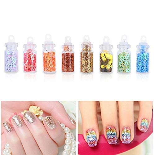 Qumeidie 3D Glitter Nail Art Set - 48 Multicolor Nail Glitter Bottles for DIY Manicure, Nail Salon & Party Nail Designs