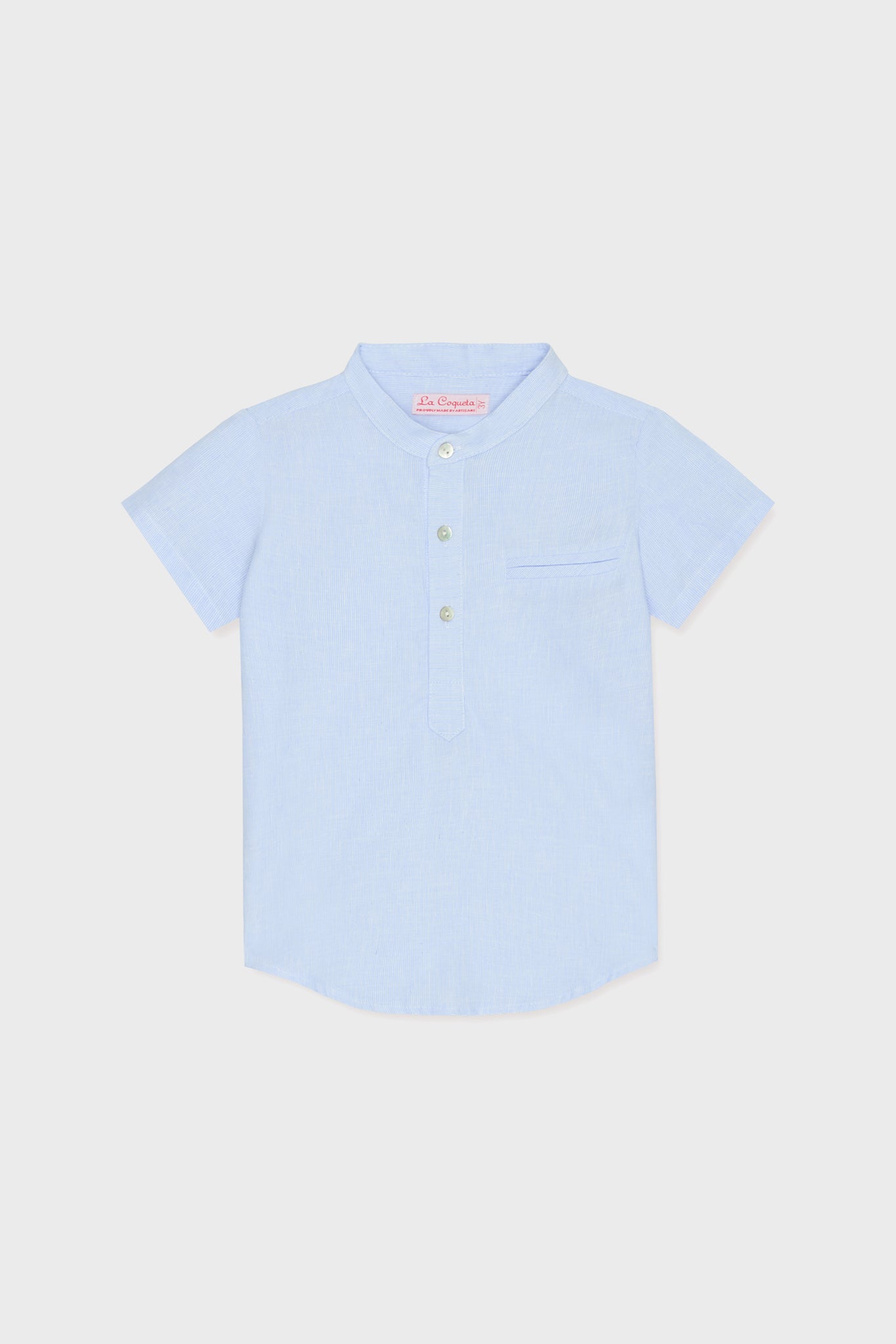 Blue Stripe Arcos Linen Blend Short Sleeve Shirt for Men - Casual Summer Wear, Beach Outfits & Vacation Style
