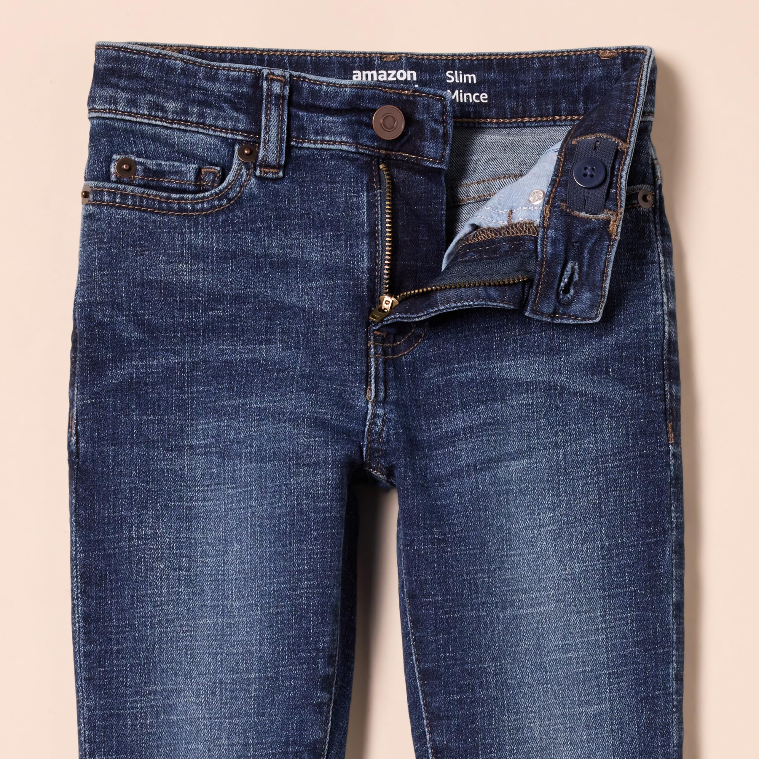Amazon Essentials Boys' Stretch Slim-Fit Jeans - Comfortable & Durable Denim Pants for School, Play & Everyday Wear