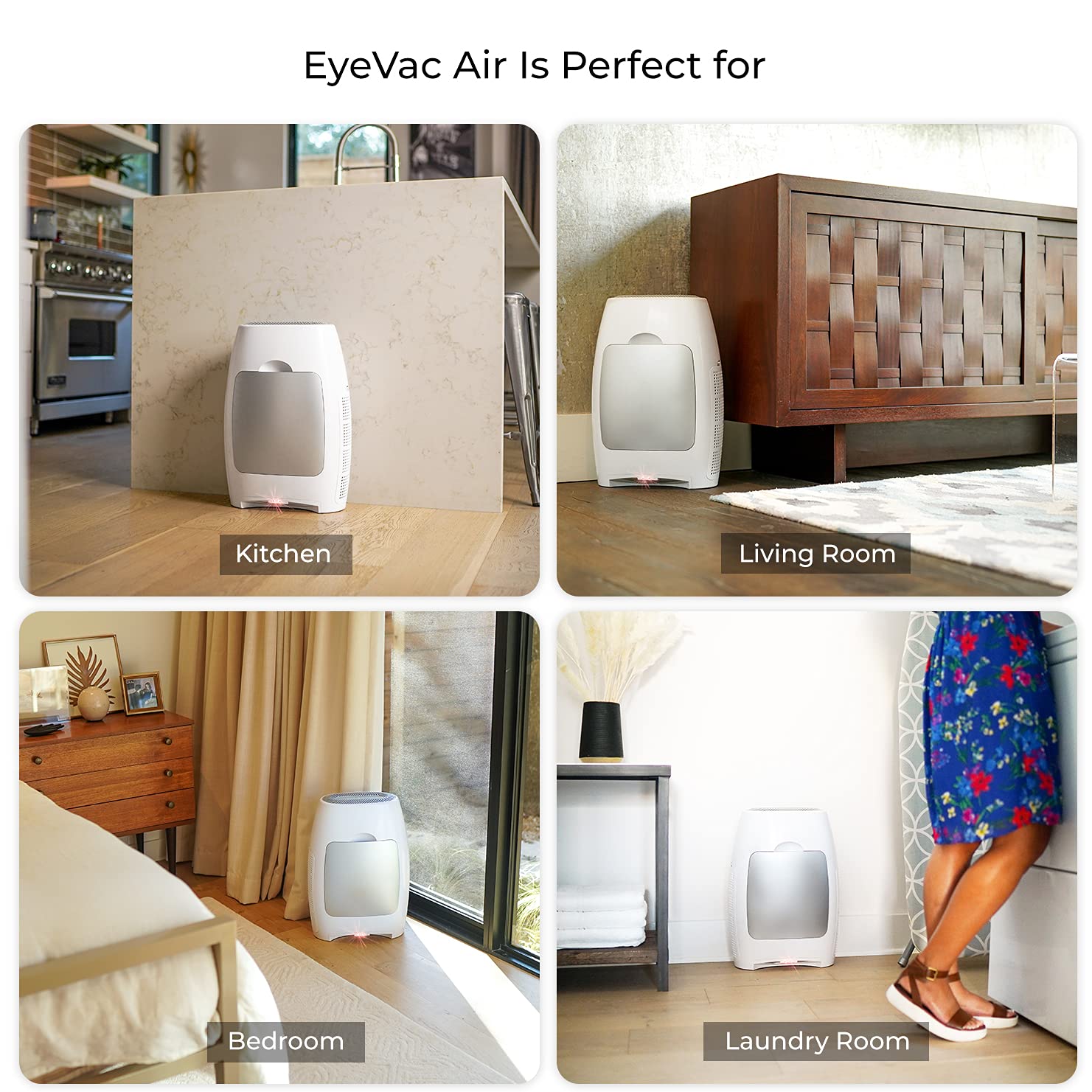 EyeVac Air 2-in-1 HEPA Air Purifier & Touchless Vacuum Automatic Dustpan - Ultra Fast & Powerful 1000W Corded Canister Vacuum - Covers 600 Sq ft - Bagless with Smart Sensors (White) - Perfect for Home, Office & Pet Hair Cleaning