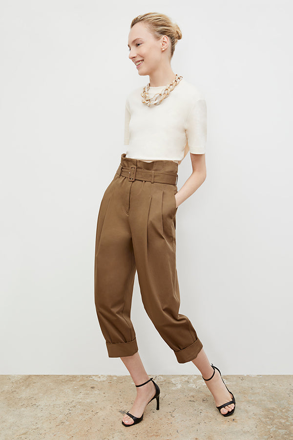 Talulah Eco Chino Pants in Sepia - Sustainable Women's Casual Trousers for Work & Everyday Wear