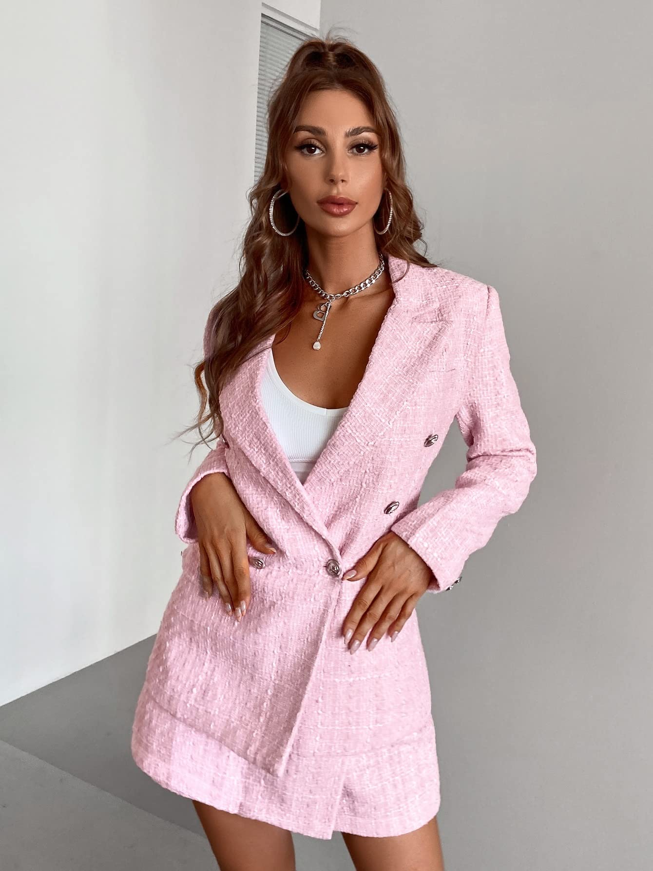 Women's Lightweight Blazer Jacket for Office & Work - Double Button Professional Blazer - Perfect for Business Meetings, Office Wear & Formal Occasions