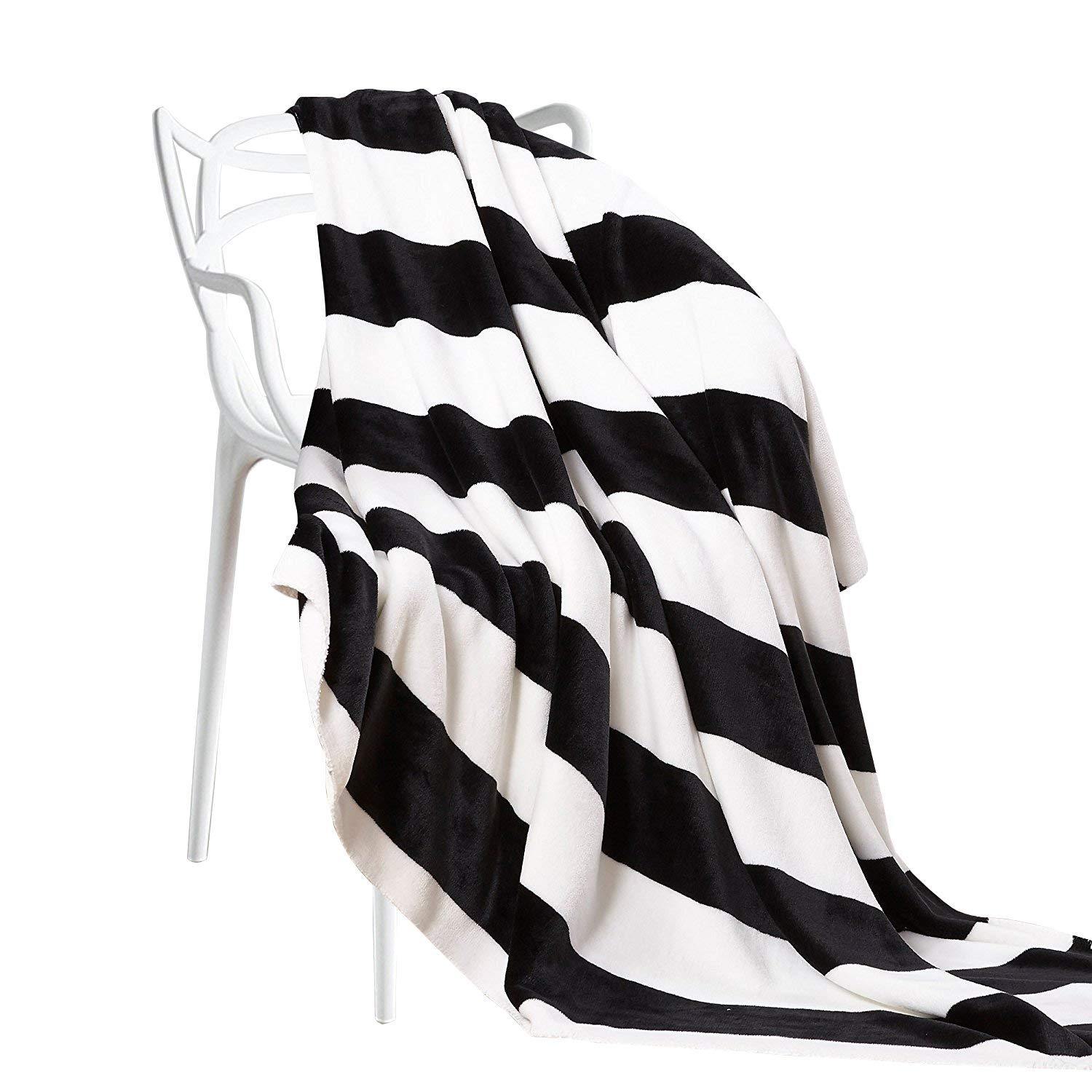 NTBAY®️ Black and White Flannel Throw Blankets - Soft & Cozy Plaid Fleece Blanket for Couch, Bed, Sofa - Perfect for Winter, Camping, and Home Decor