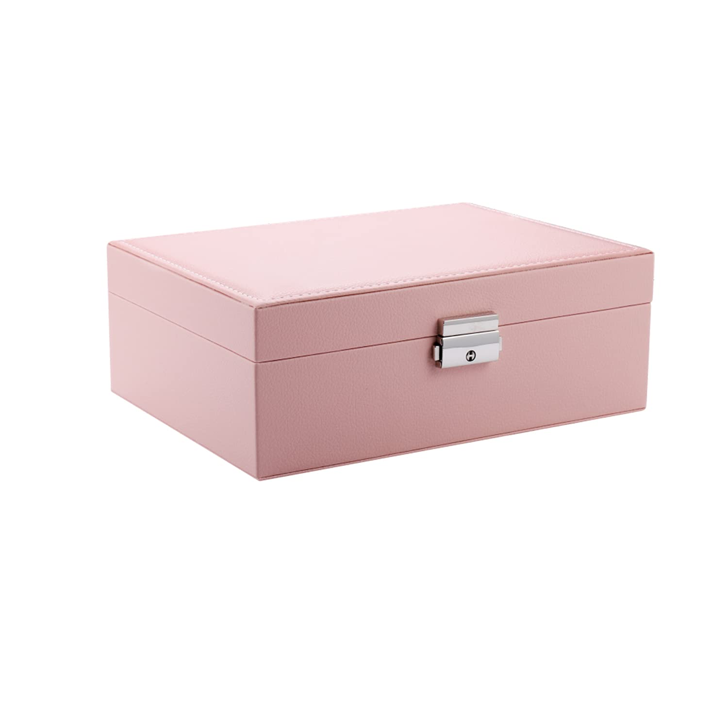 Double-Layer High Capacity Leather Jewelry Box - Travel Jewelry Organizer for Necklace, Earrings & Rings - Pink Jewelry Storage Case | Perfect for Travel, Home & Gift Giving