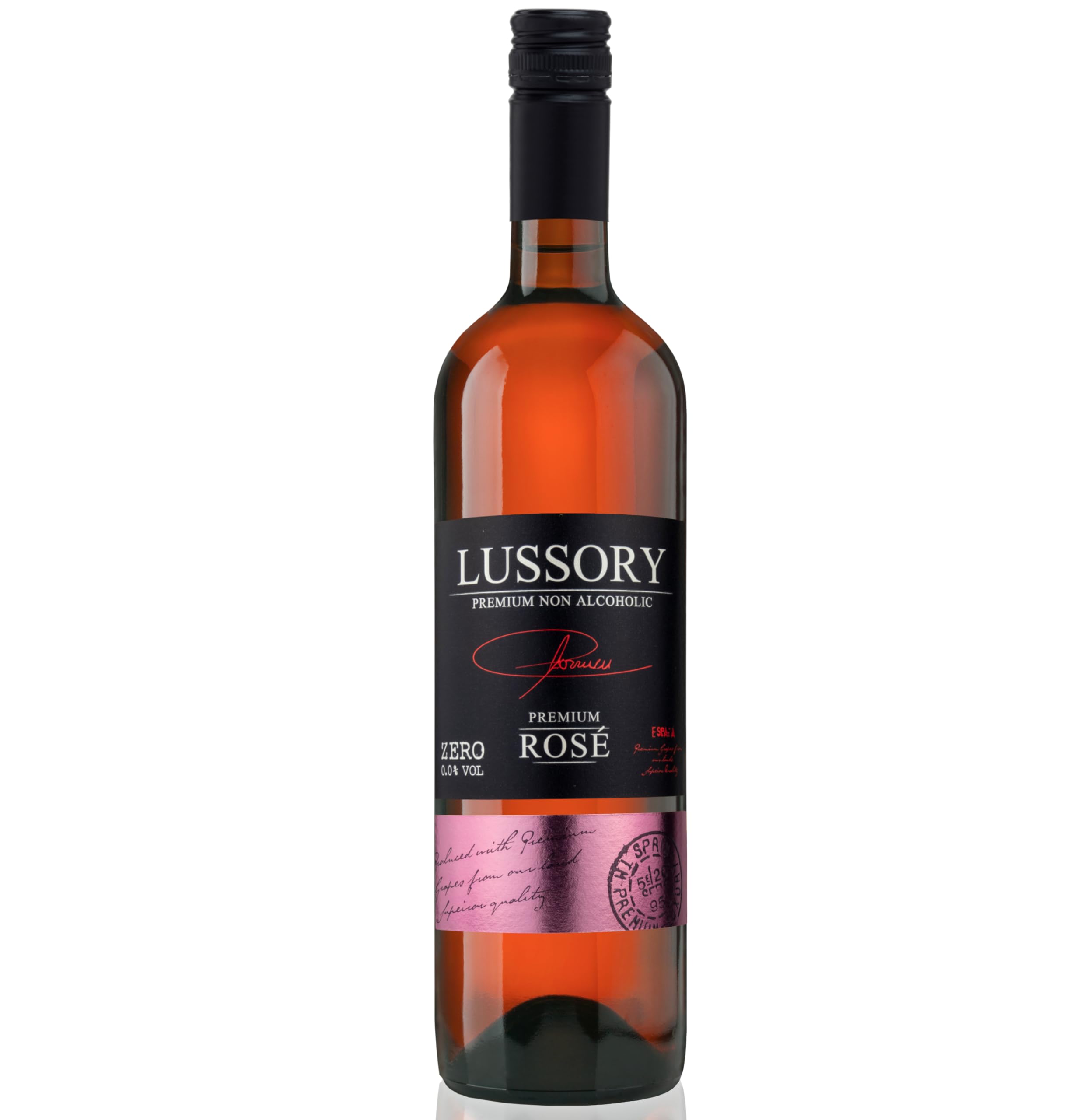 Premium Non-Alcoholic Rose Wine 0.0% ABV - Dealcoholized Spanish Rosé - Low Calorie, Low Sugar, Halal Certified (750ml, 6 Bottles) - Perfect for Weddings, Parties & Sober Celebrations