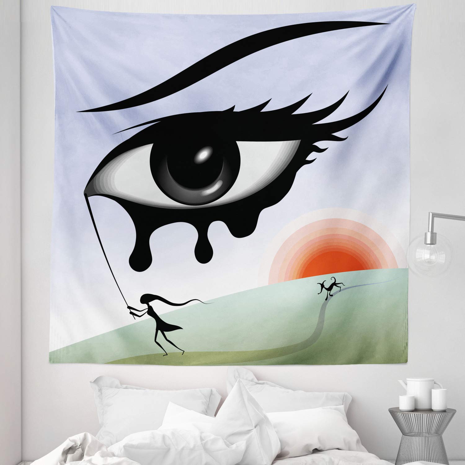Ambesonne Queen Size Eye Tapestry - Surreal Wall Art for Bedroom Decor