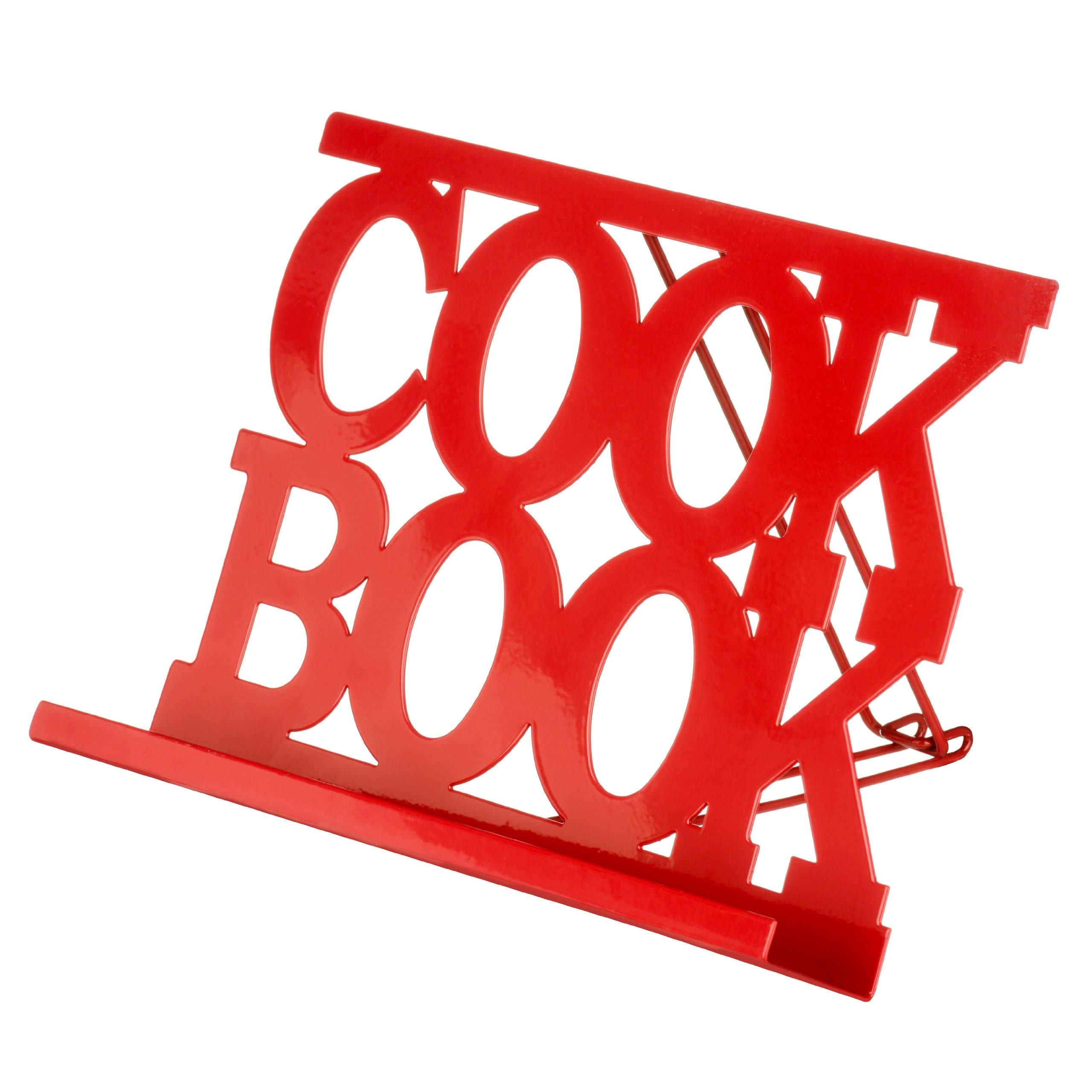 Premier Housewares Cookbook Stand - Red | Adjustable Recipe Holder for Kitchen, Baking & Cooking | Perfect for Cookbooks, Tablets & Recipe Cards
