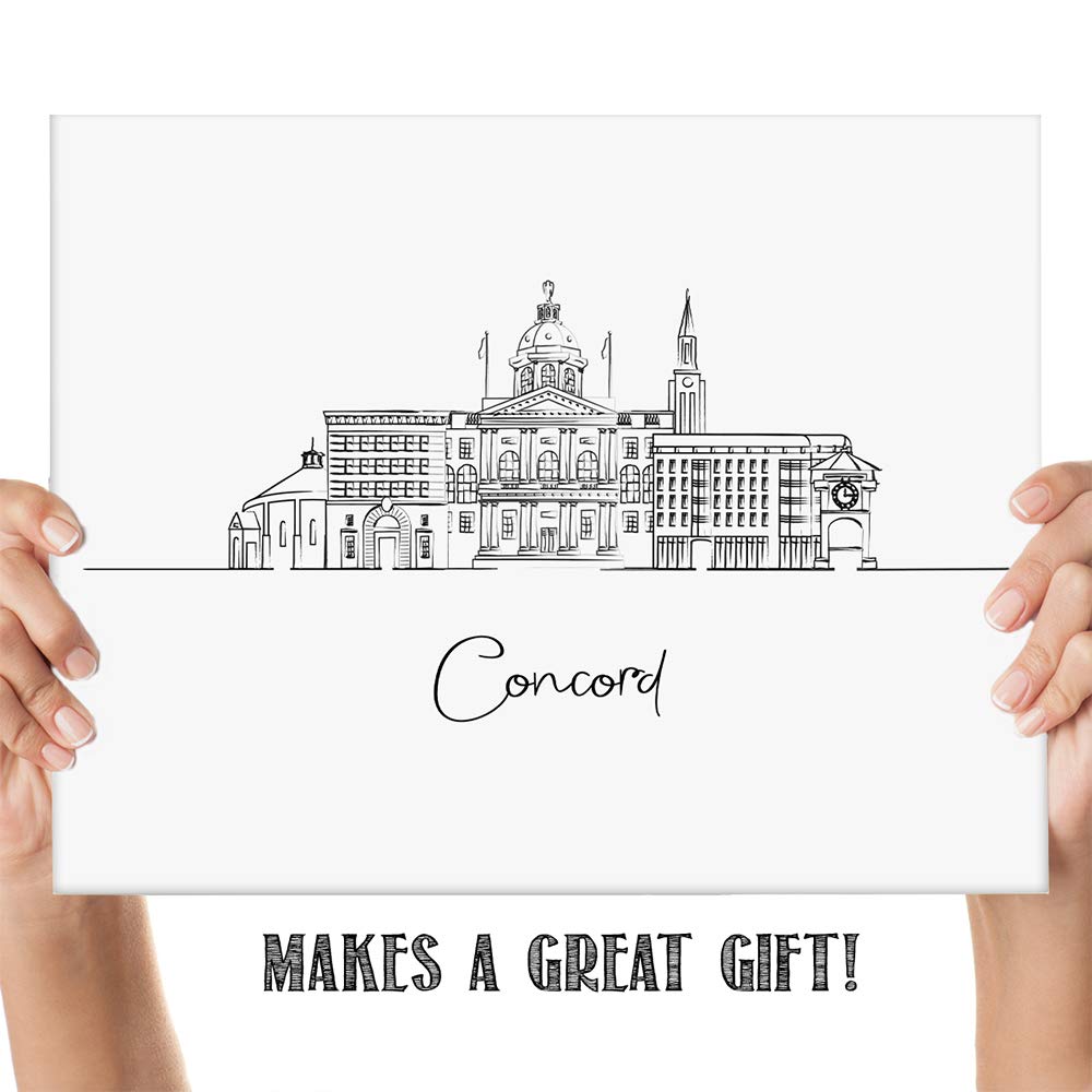 Concord Wall Art Print - 11x14 Skyline Drawing for Bedroom Decor