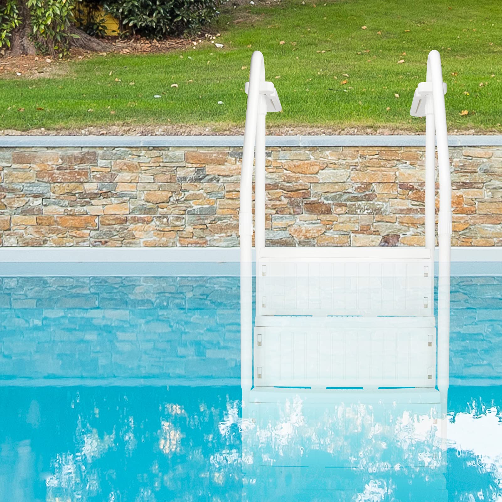 Outvita 4-Step Heavy Duty Above Ground Pool Ladder with Handrails - 400lbs Weight Capacity, 33.5