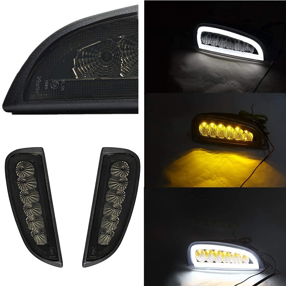2006-2010 Porsche Cayenne 967 LED Daytime Running Lights (DRL) & Turn Signal Lamps - Smoke White/Amber DRL Fog Light Bulbs | Enhanced Visibility & Style for Day & Night Driving