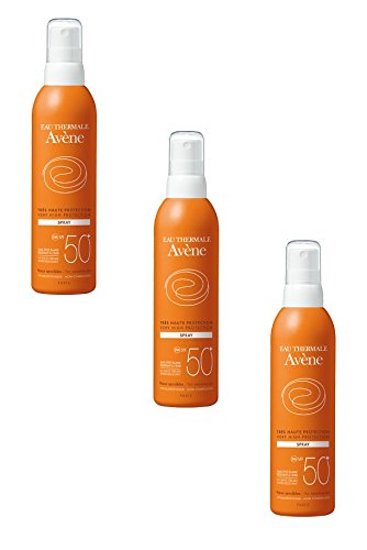Avene Solar Milk SPF50+ Sunscreen Spray - 3 Pack (200ml Each) - Water Repellent, UVA/UVB Protection - Perfect for Beach, Swimming & Outdoor Activities