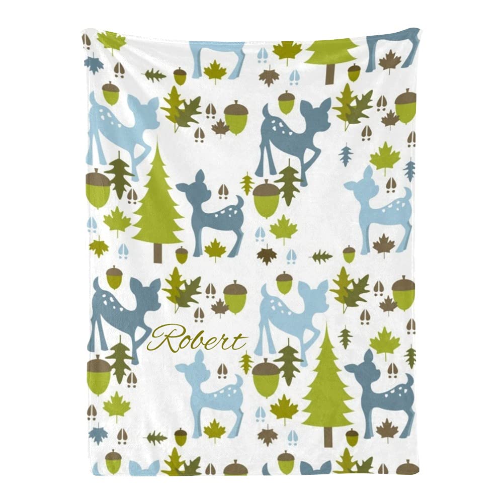 Custom Personalized Deer Tree Baby Blanket - Super Soft Fleece Nursery Blanket for Boys & Girls (30x40 Inches) | Perfect for Baby Showers, Birthdays & Nursery Decor