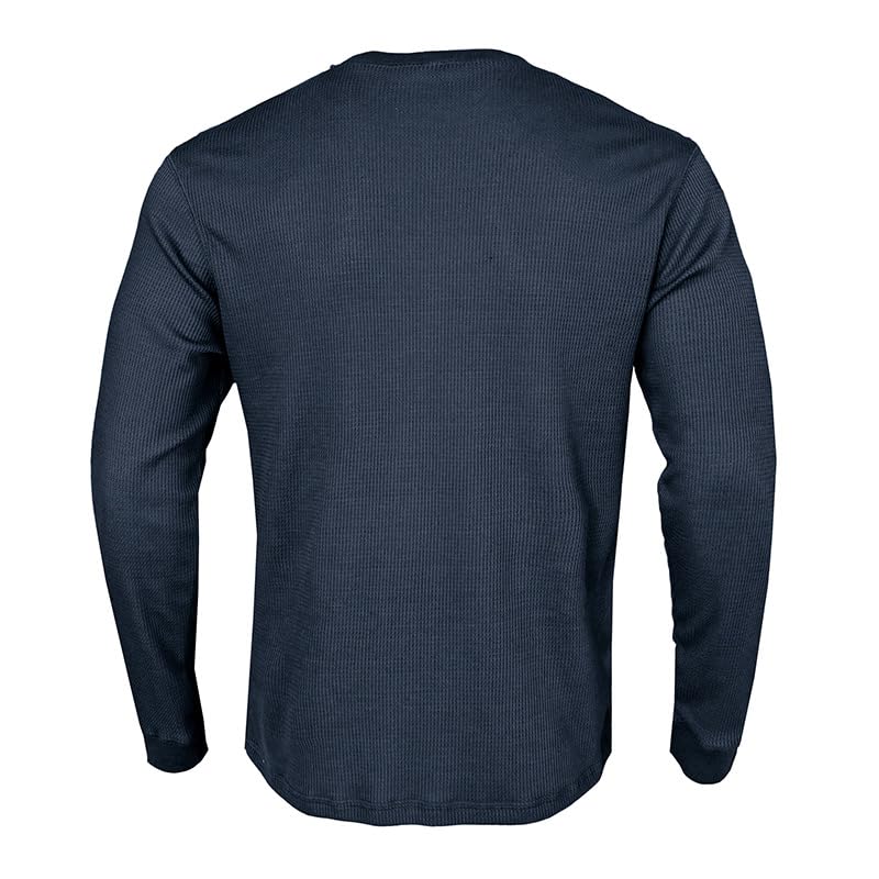 Men's Waffle Long Sleeve Crewneck Pullover Shirt - Casual Workout Base Layer Tee for Gym, Hiking & Everyday Wear