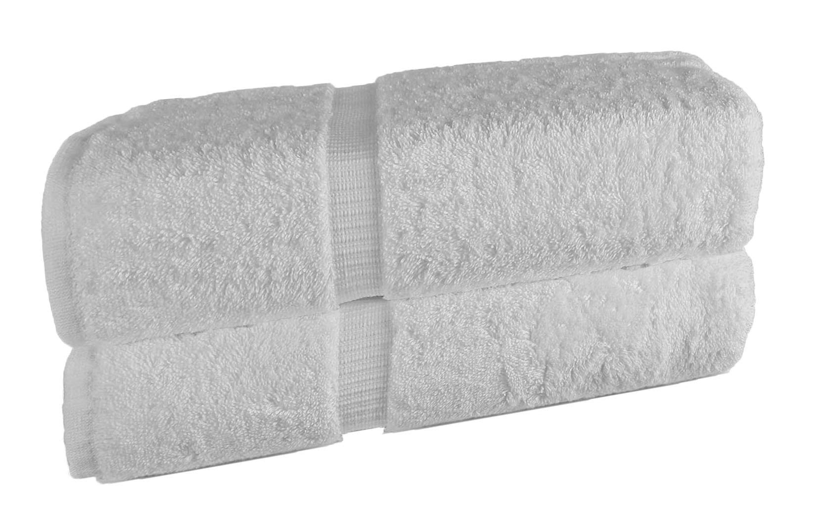 Premium Personalized Embroidered Bath Towels Set - 2 Pack 27x54 Inch Luxury Cotton Towels (White) for Spa, Bathroom & Guest Use