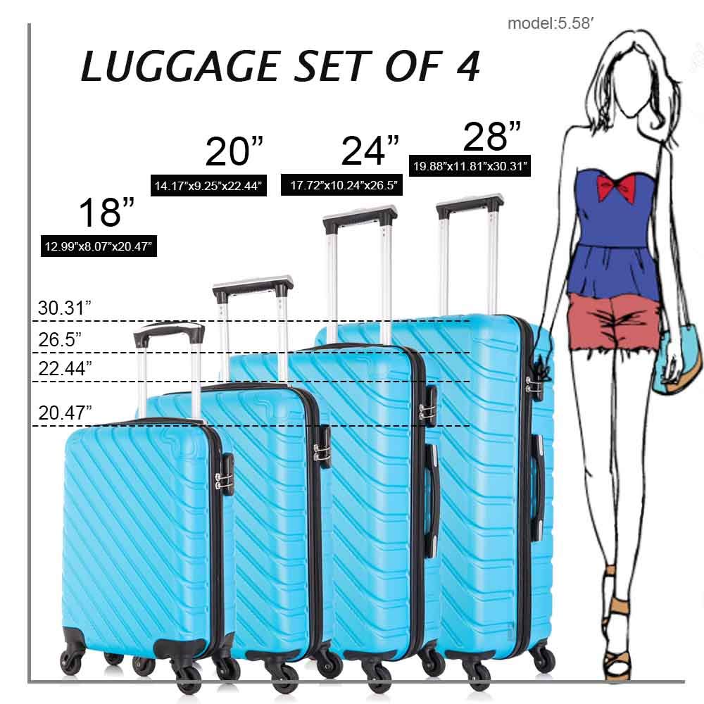 Apelila ABS Hardshell Luggage Set with 360° Spinner Wheels - 4-Piece Carry-On Suitcases (Sky Blue) | Perfect for Air Travel, Business Trips & Family Vacations