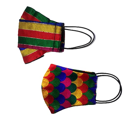 Fashonik - 2 Pack Reusable Cotton Face Masks for Adults - Breathable Designer Cloth Masks in Multi Colors - Perfect for Daily Use, Travel, and Outdoor Activities