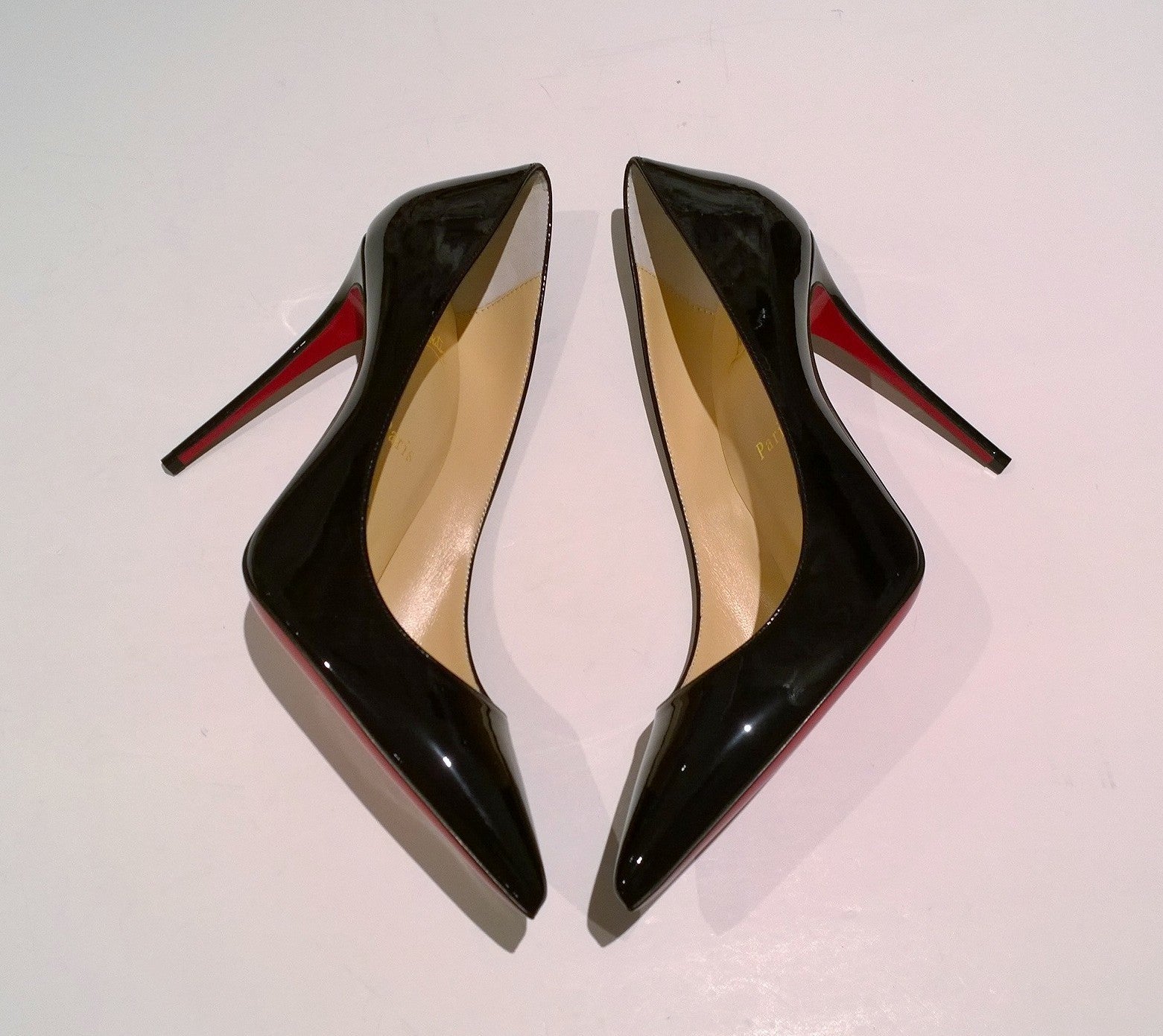 Christian Louboutin Kate 100 Black Patent Leather Pumps with Signature Red Sole - New in Box - Perfect for Weddings, Parties & Special Occasions